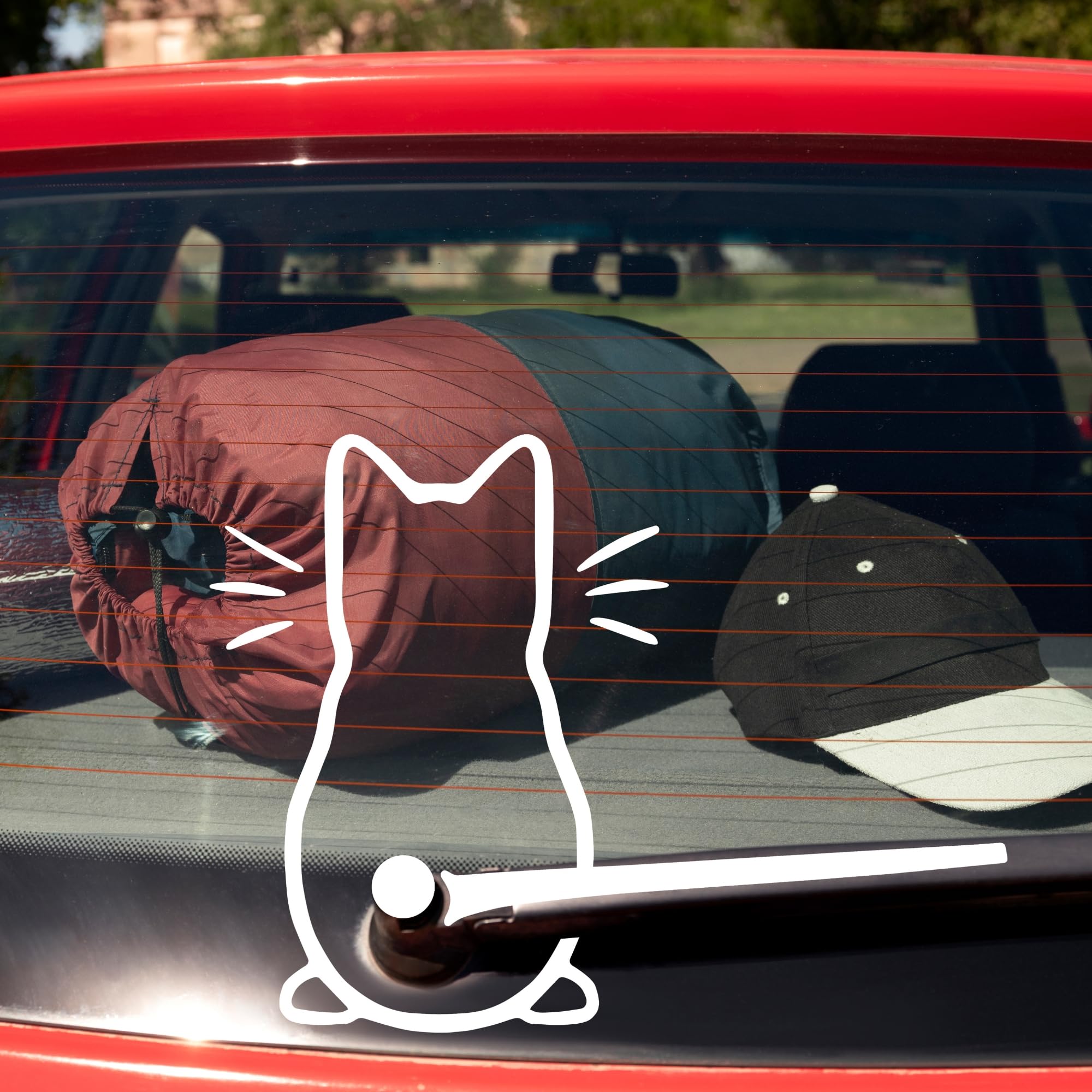 Marsrut Cat Vinyl Art Sticker - Cute White Car Window Decal, Model cat-12.21, Perfect for Laptop & Windshield Decoration