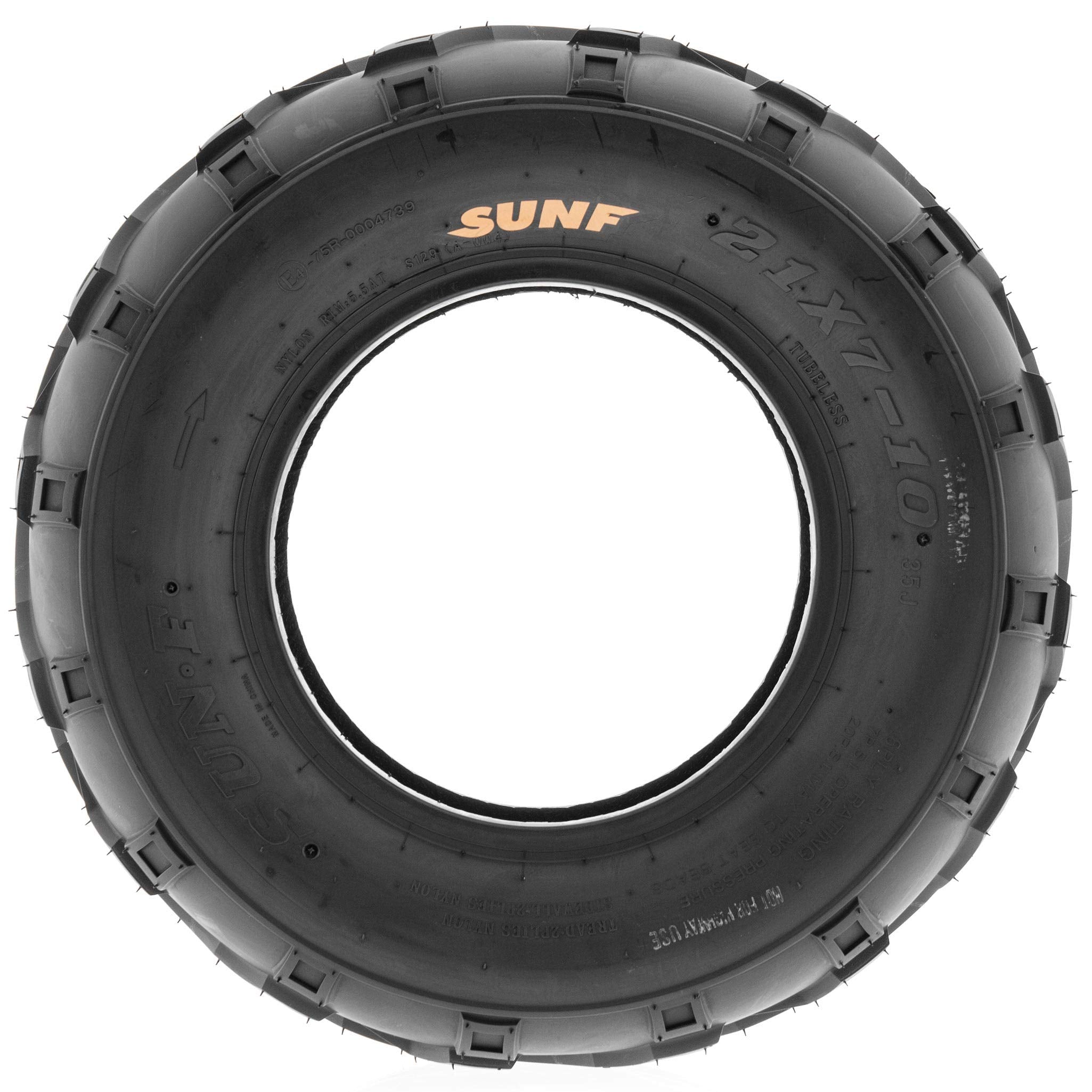 SunF A004 ATV UTV Off-Road Tire 21x7-10, 6 PR, Track & Trail, Tubeless