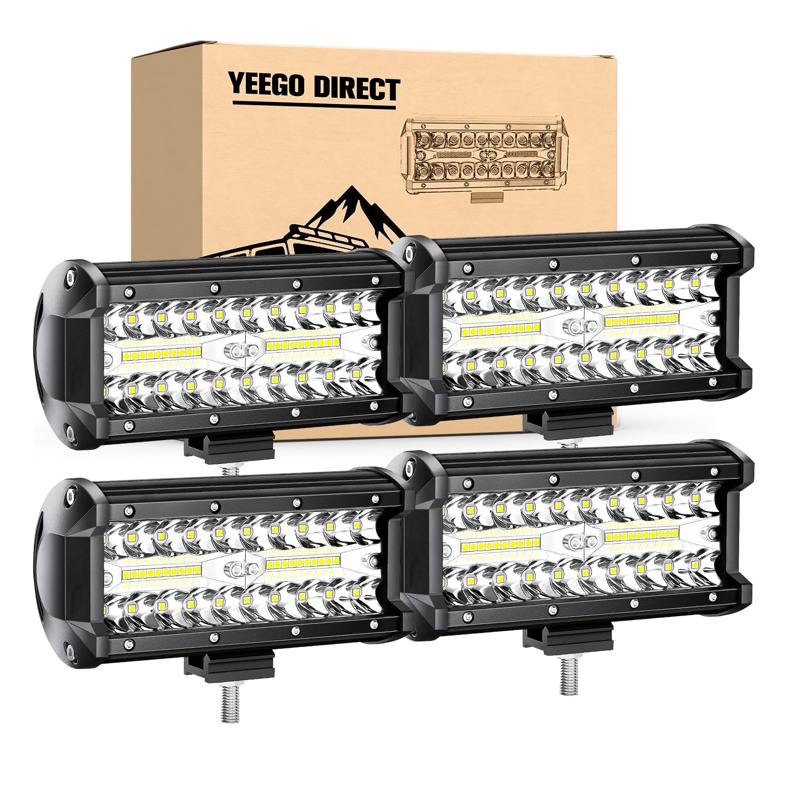 YEEGO DIRECT 7 Inch LED Light Bar, 480W 48,000LM Offroad Fog/Driving LED Tractor Lights with Spot Flood Combo Beam, Waterproof W