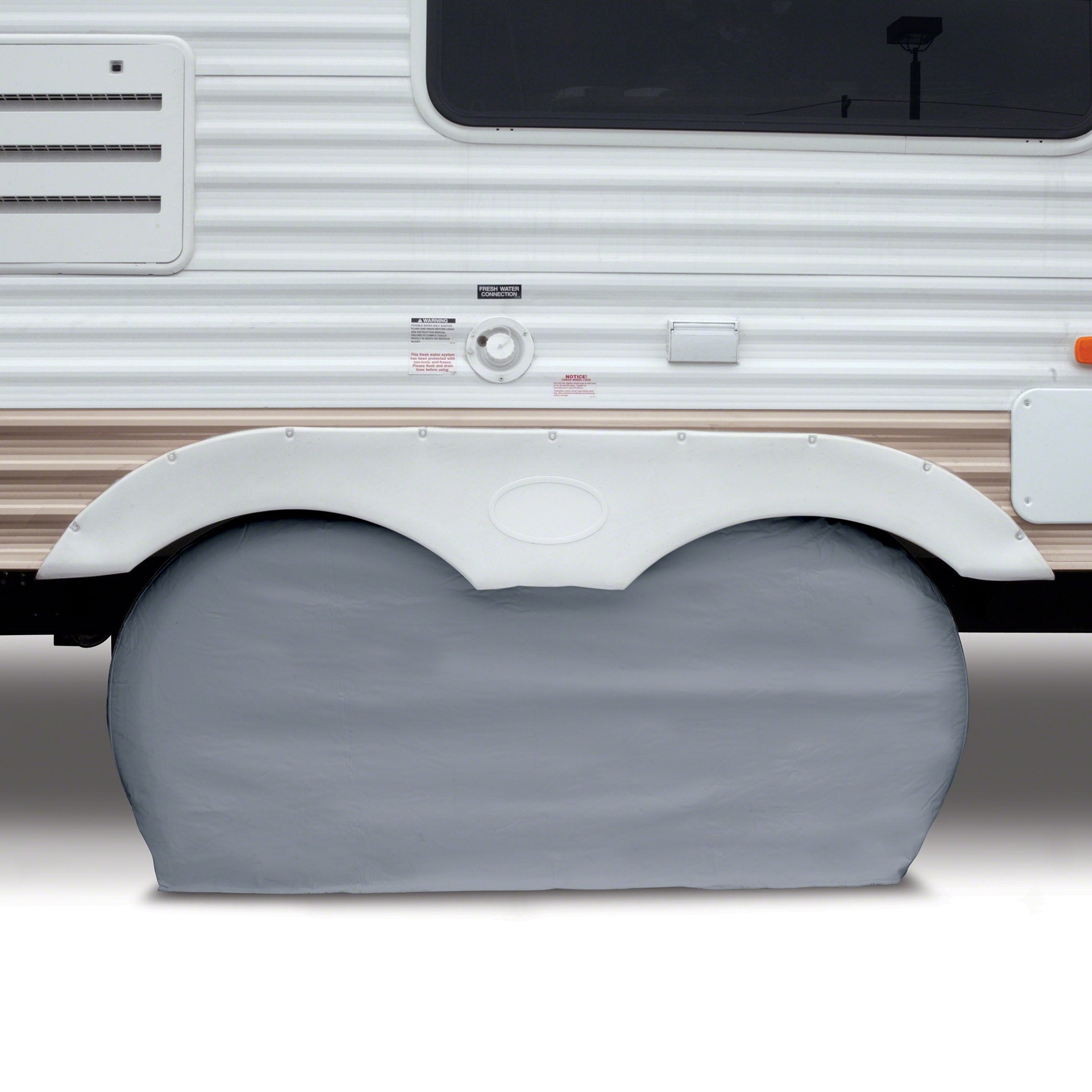 Classic Accessories Over Drive Rv Dual Axle Wheel Cover, Wheels 30'-33'Dia, White