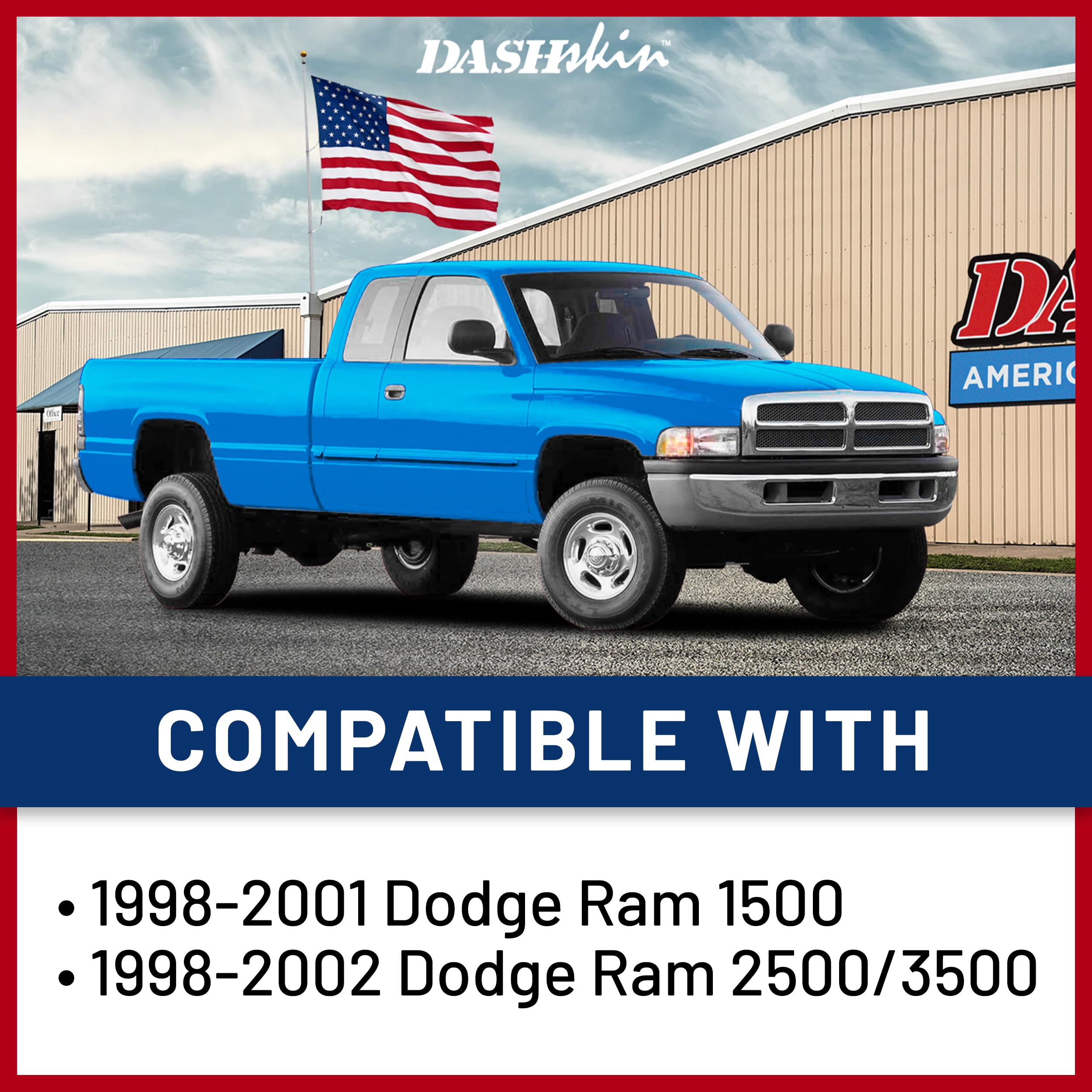 Dashskin American Made (Not Made In China!) Molded Dash Cover Cap Compatible With 1998 1999 2000 2001 Dodge Ram 1500 (98-02 Ram