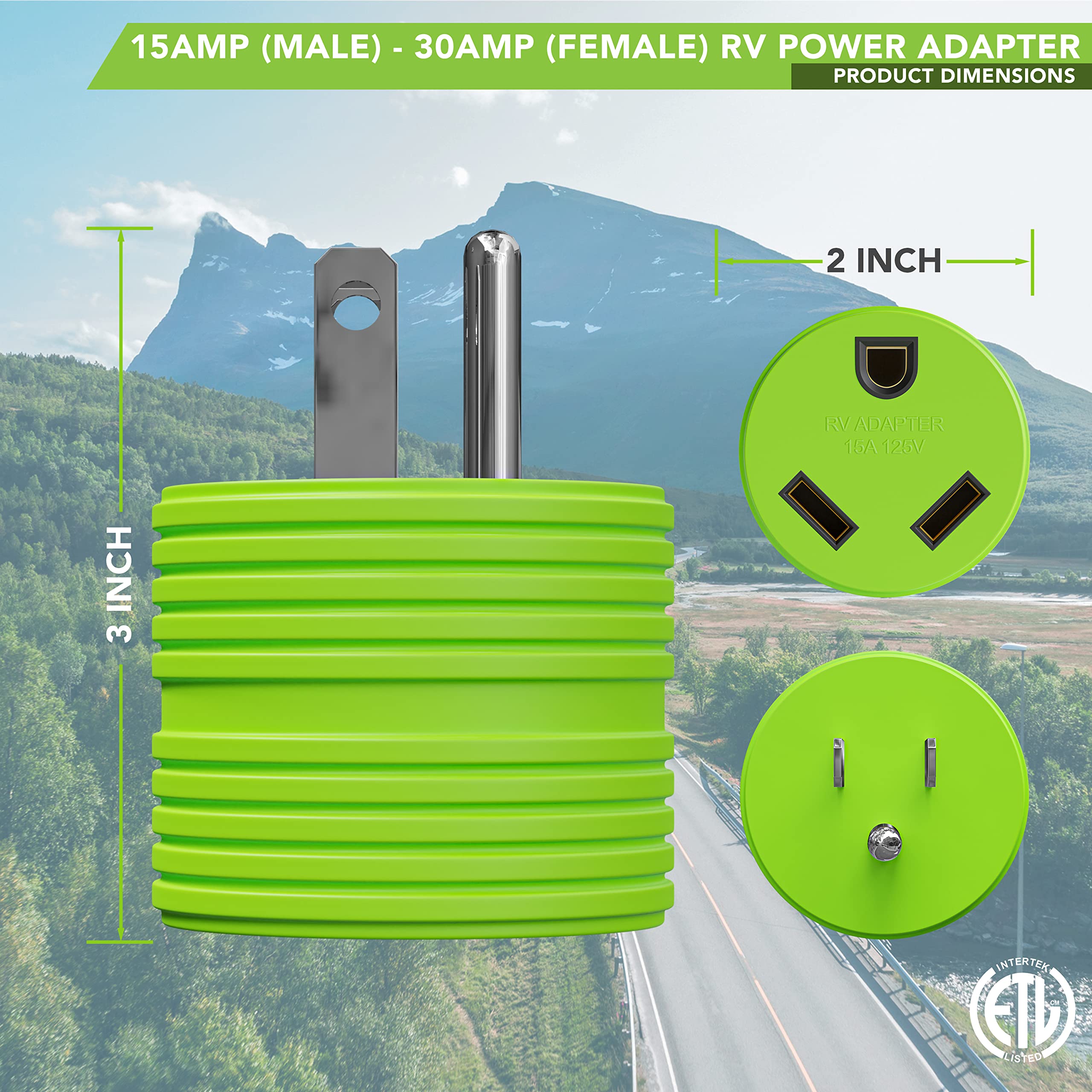 Leisure Cords Power Adapter 3 Prong 15 Amp Male To 30 Amp Female Rv Camper Generator Plug Outdoor Electrical Power Converter (15 Male - 30 Female)