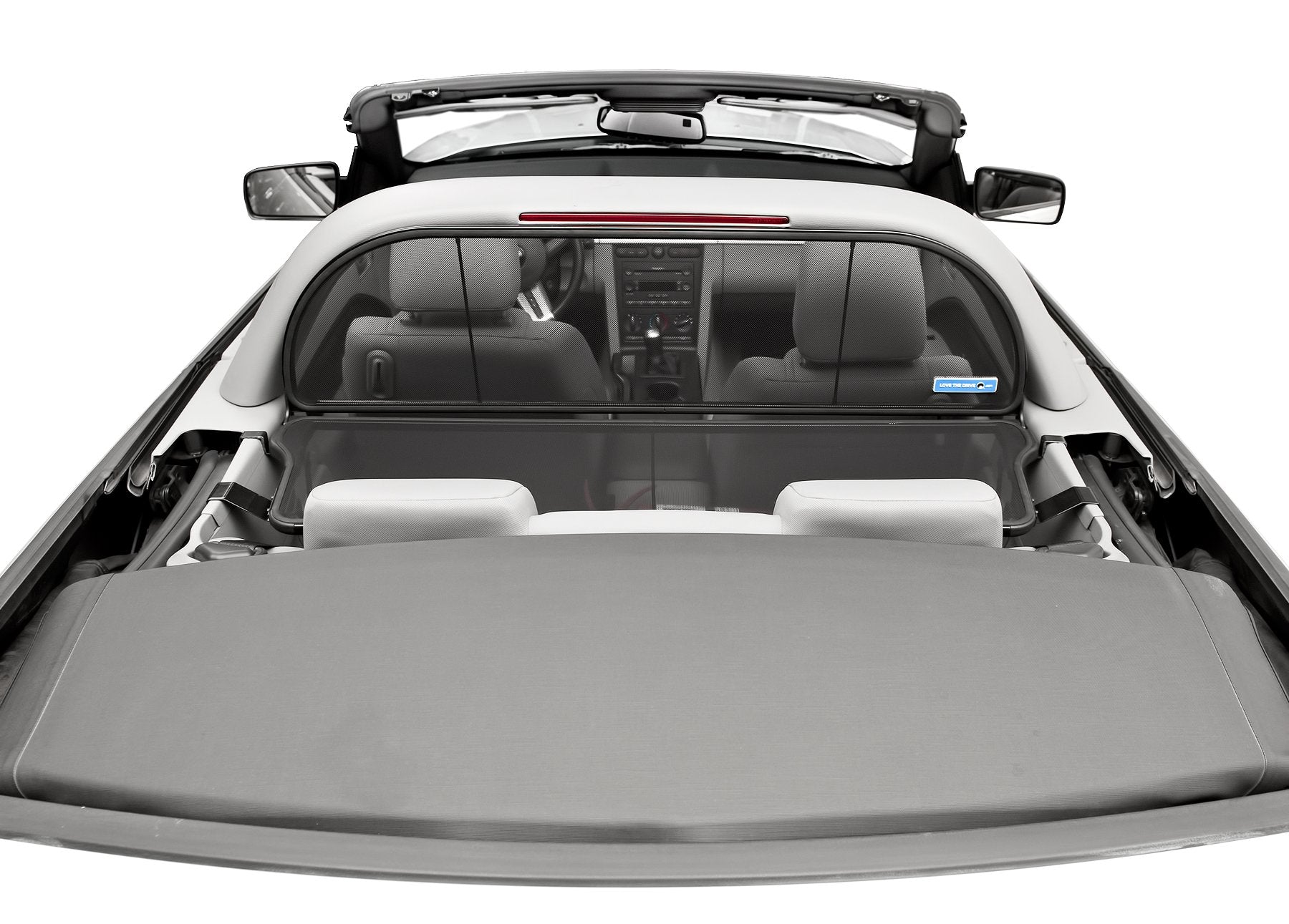 Love The Drive Mustang Convertible Wind Deflector 2005-2014, Transparent Black, Compatible with CDC, Saleen, Roush Lightbars