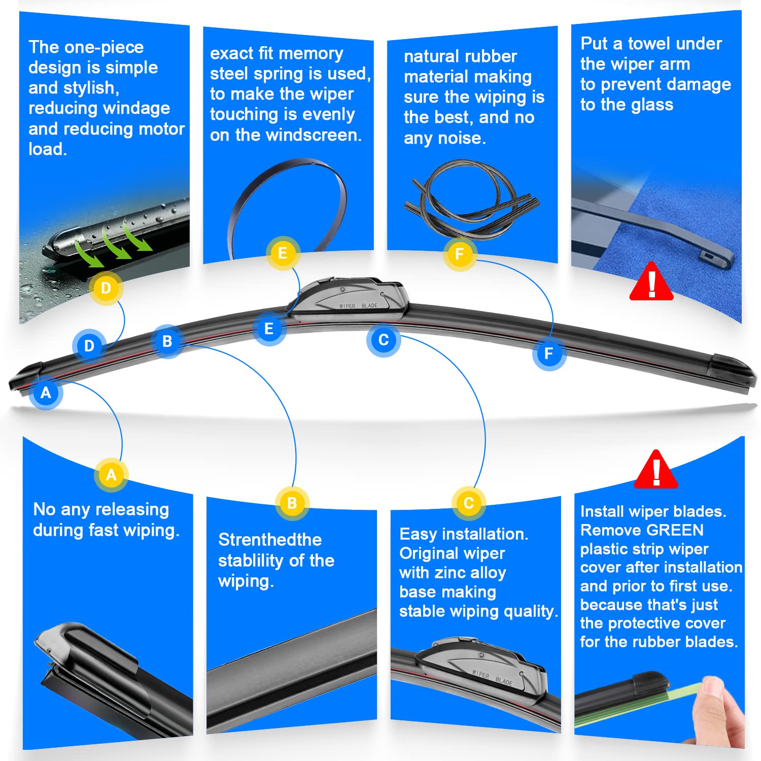 Raintok Windshield Wiper Blades Replacement For Nissan Rogue 2008 2009 2010 2011 2012 2013 / Nissan Rogue Select 2014 2015 Origi
