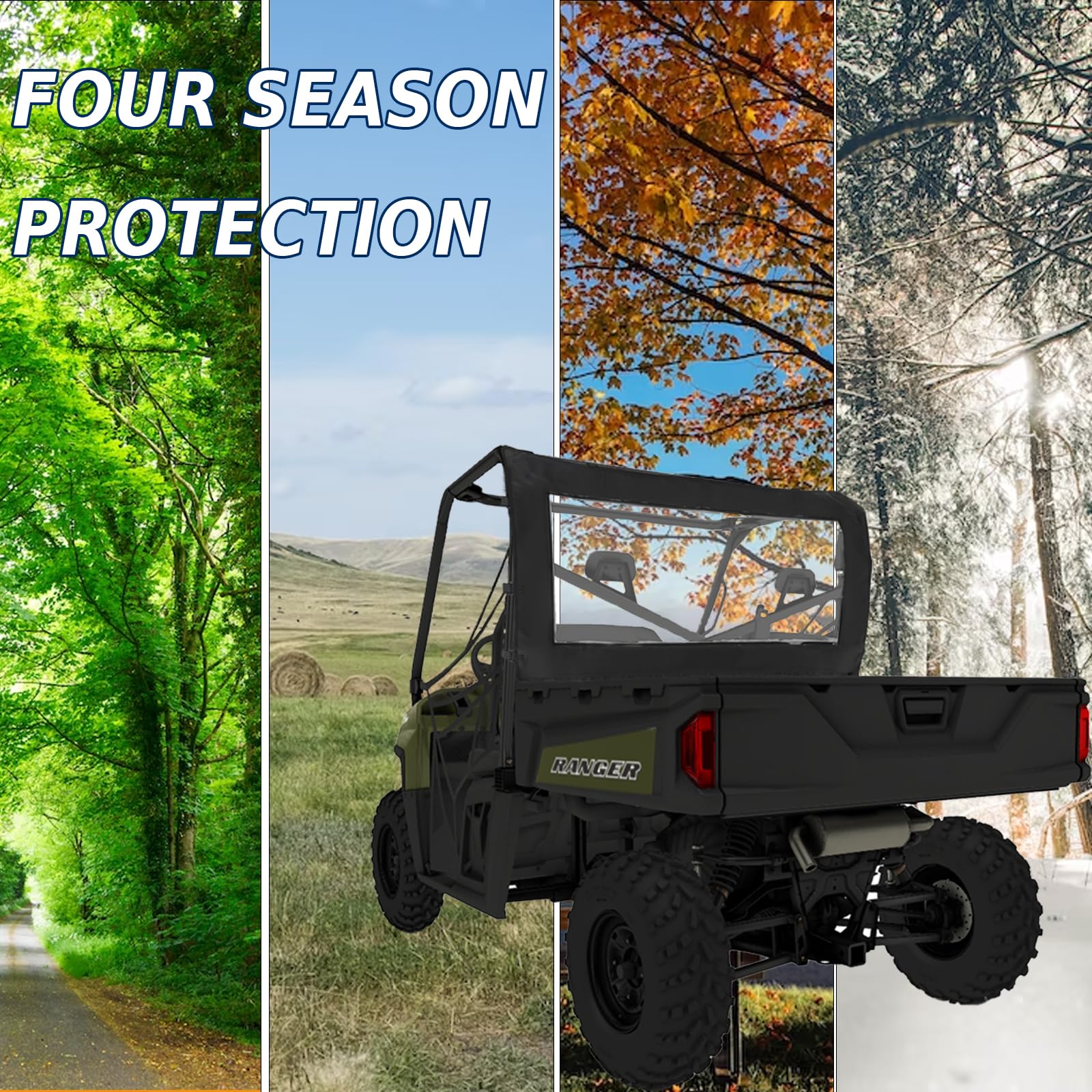 YONQIFON UTV Rear Windshield Compatible with Polaris Ranger Full Size 570 Rear Windshield,Soft PVC Dust Panel for Ranger 500 570