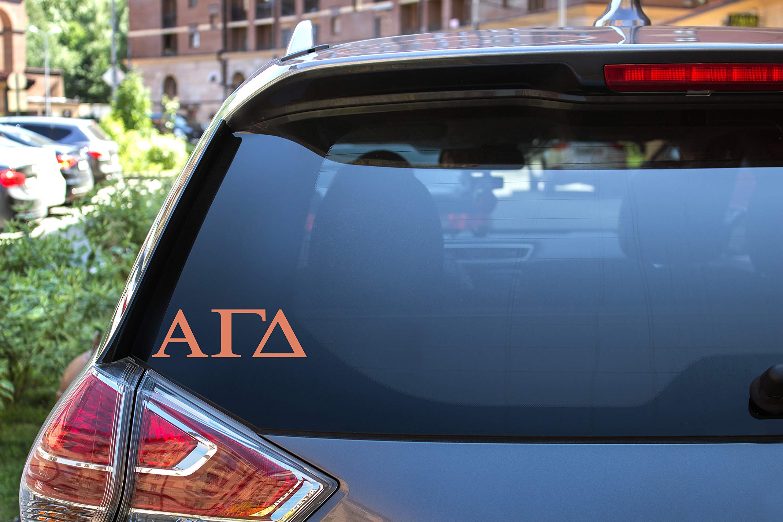 Pro-Graphx Alpha Gamma Delta Greek Sorority Sticker Decal, 2.5 Inches Tall, Coral