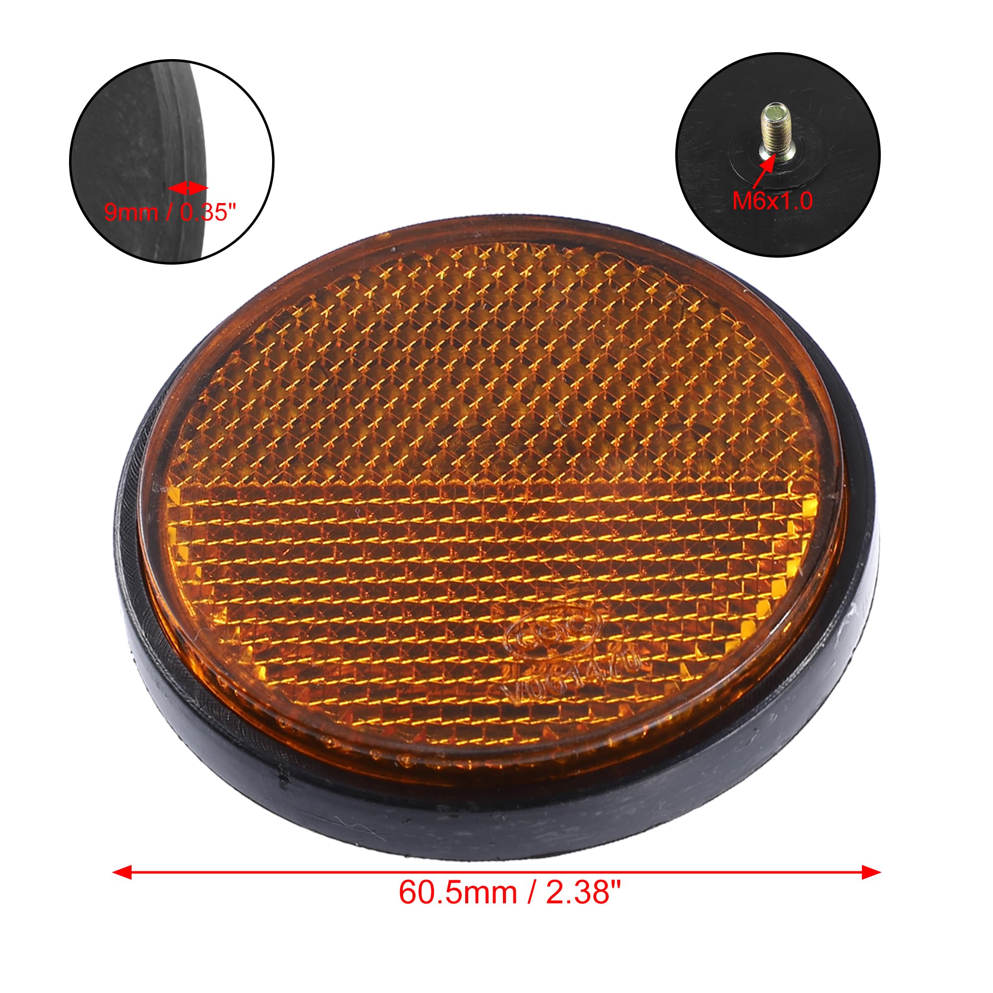 X Autohaux 4 Pcs M6X1.0 Orange Plastic Universal Round Screw Mount Reflective Warning Reflector For Motorcycle Bike