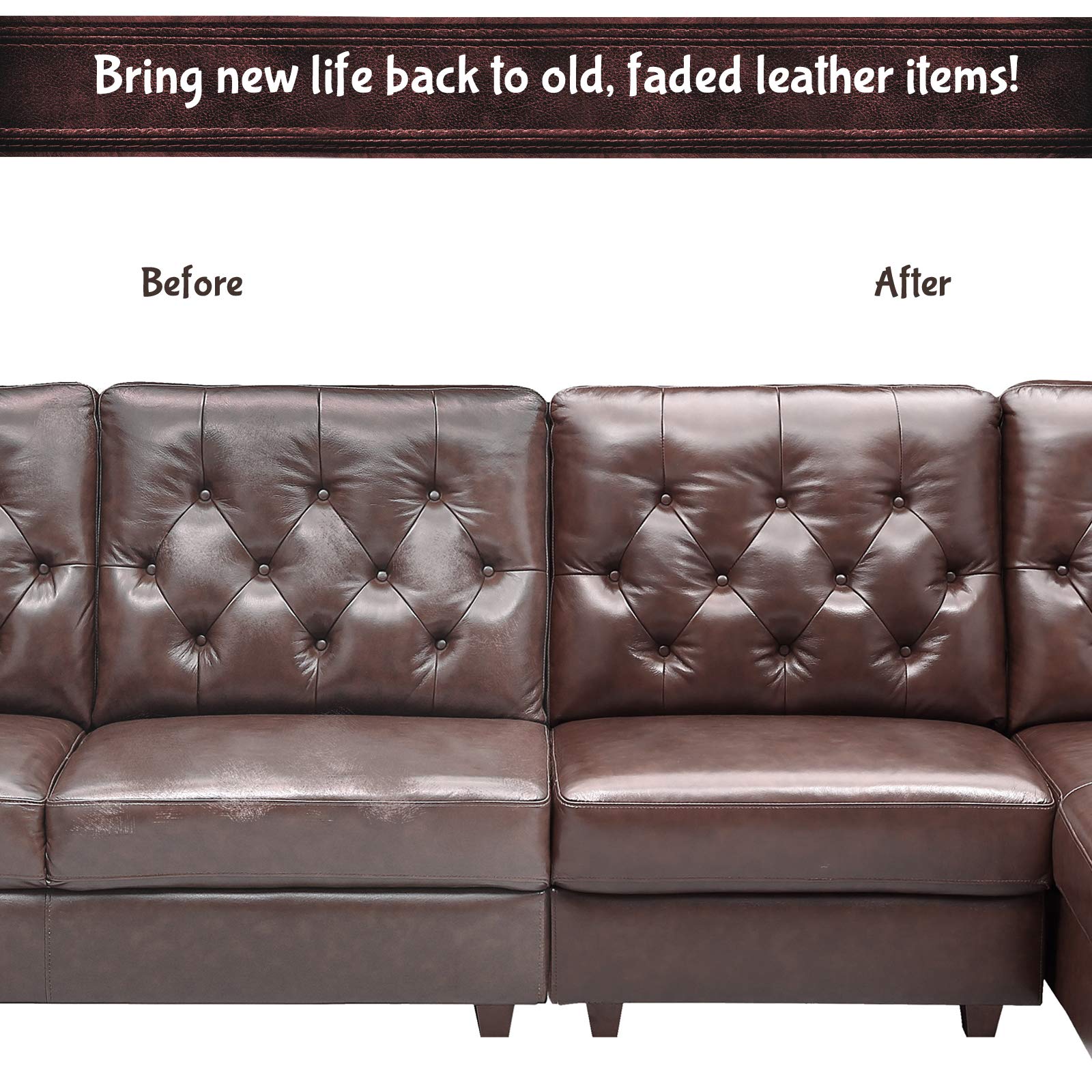 NADAMOO Brown Leather Recoloring Balm with Mink Oil - Leather Conditioner & Repair Kit for Couches, Car Seats, Shoes