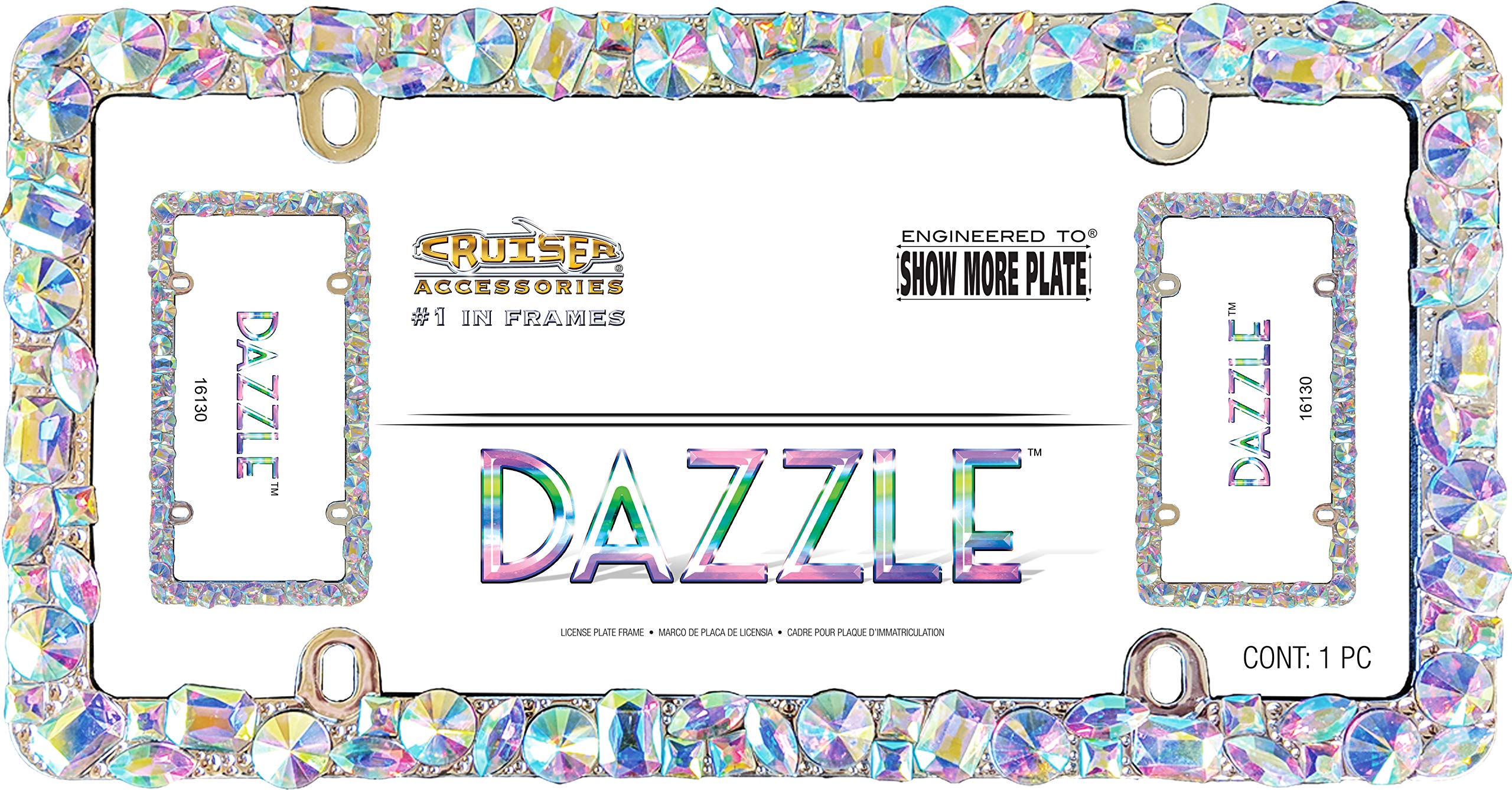 Cruiser Accessories License Plate Frame - Chrome Plastic, Model 16130, Color Dazzle