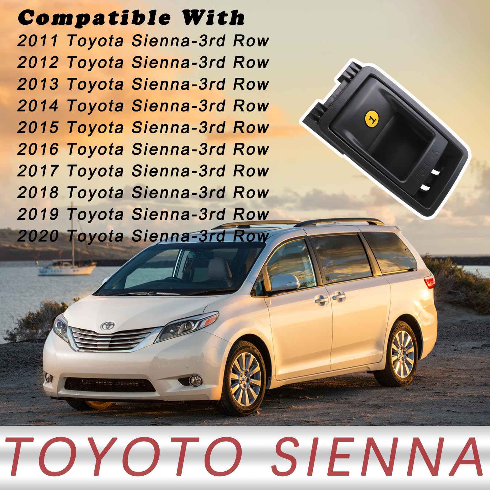 TQPONLY Folding Seat Latch Release Handle | Black | Compatible with 11-20 Toyota Sienna | Replaces 75220 72909-08011 | Model F03042-BL