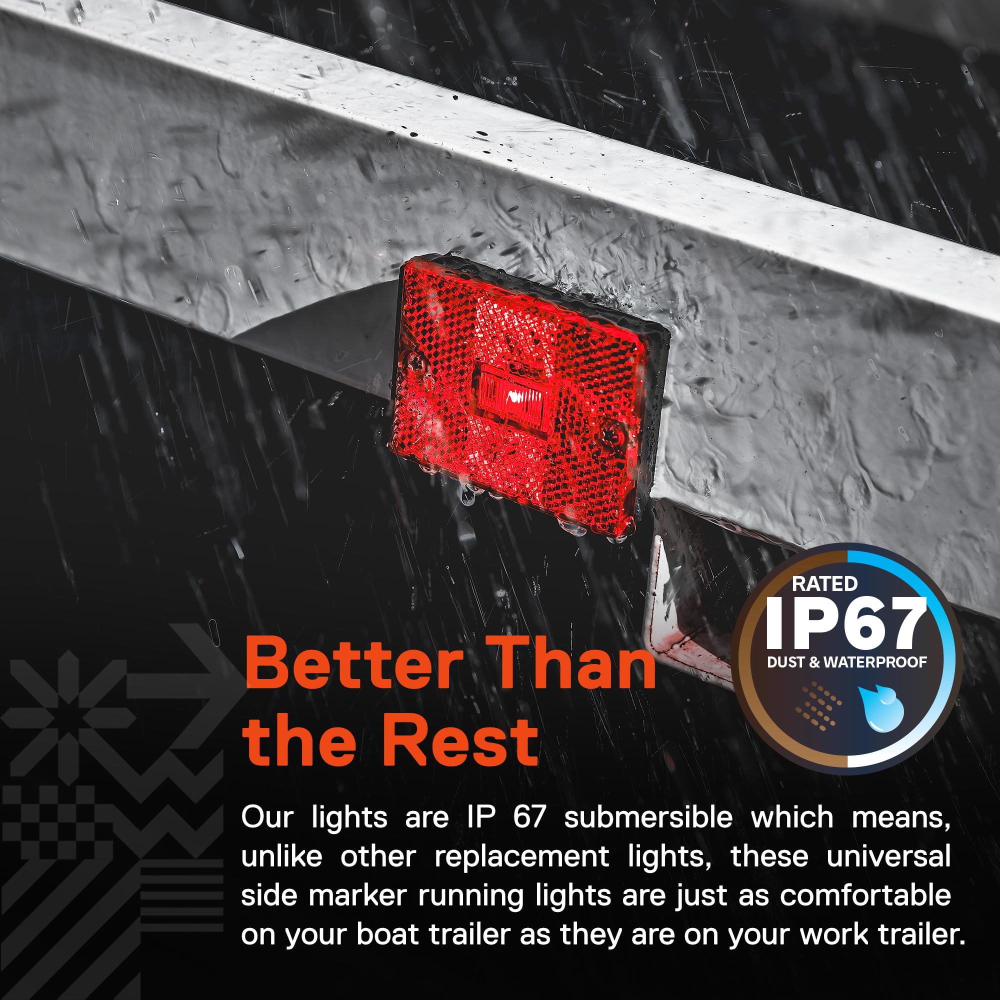 True Mods 2X3 3X2 Inch Red Led Stud-Mount Side Marker Light [Dot Fmvss-108] [Sae Ap2] [Ip67 Waterproof] [Integrated Reflector] F