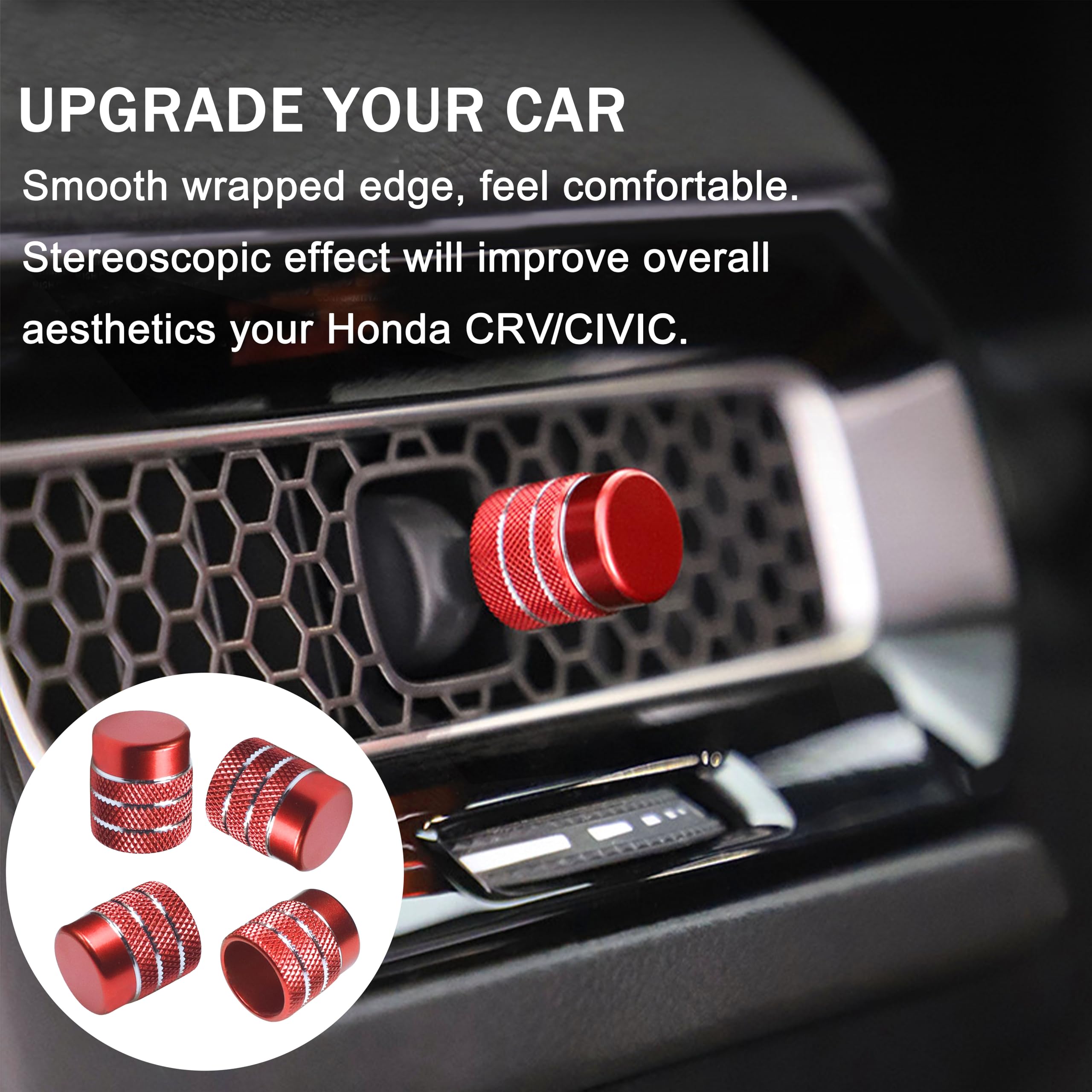 SENSHINE Air Conditioning, Vent Knob Cover for Honda Civic Accessories 2022 2023 2024 for Honda CRV 2023 2024 Start/Stop Push Bu