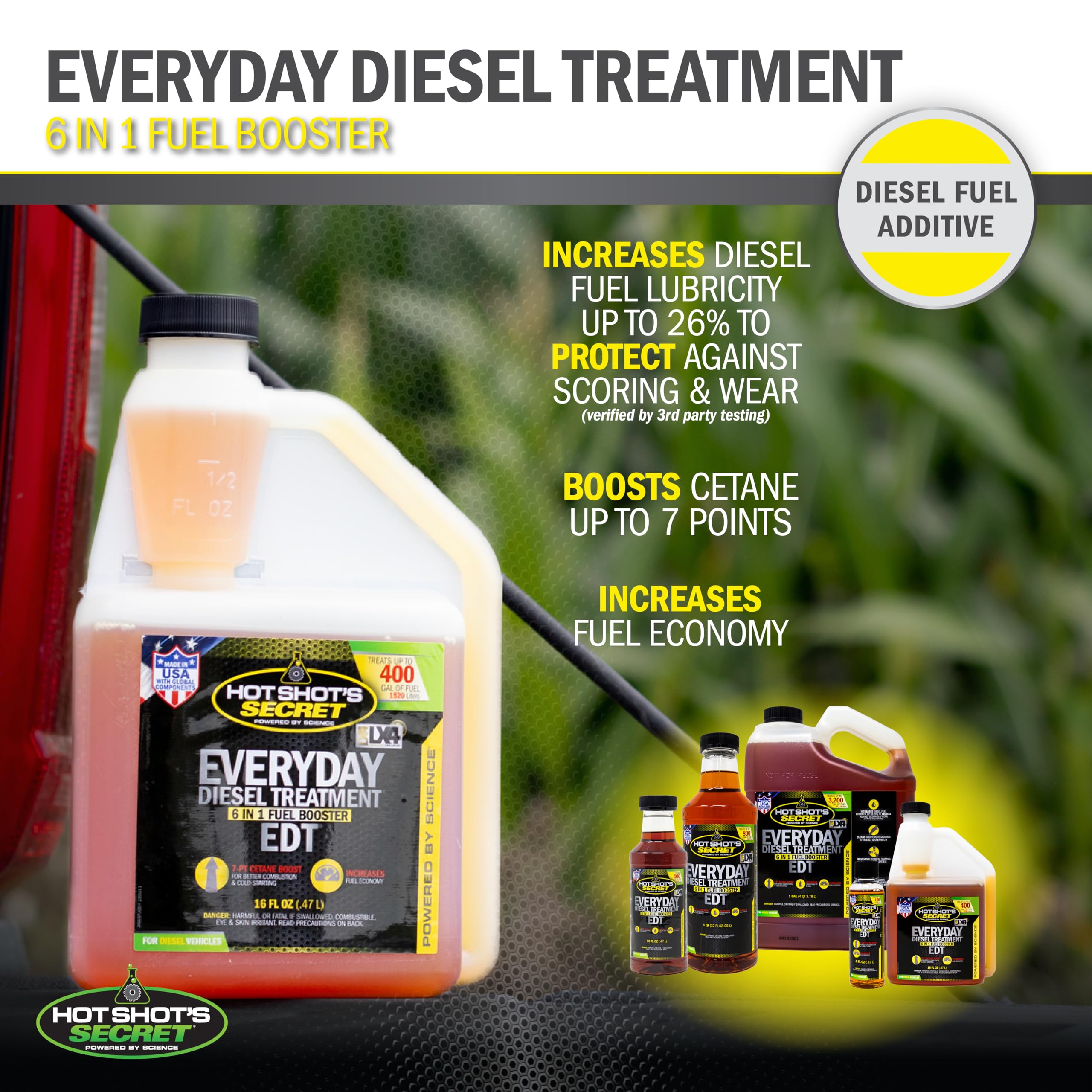Hot Shot's Secret Everyday Diesel Treatment - 16 Fl. Oz. Liquid Squeeze Bottle, Amber - Model HSSEDT16ZS