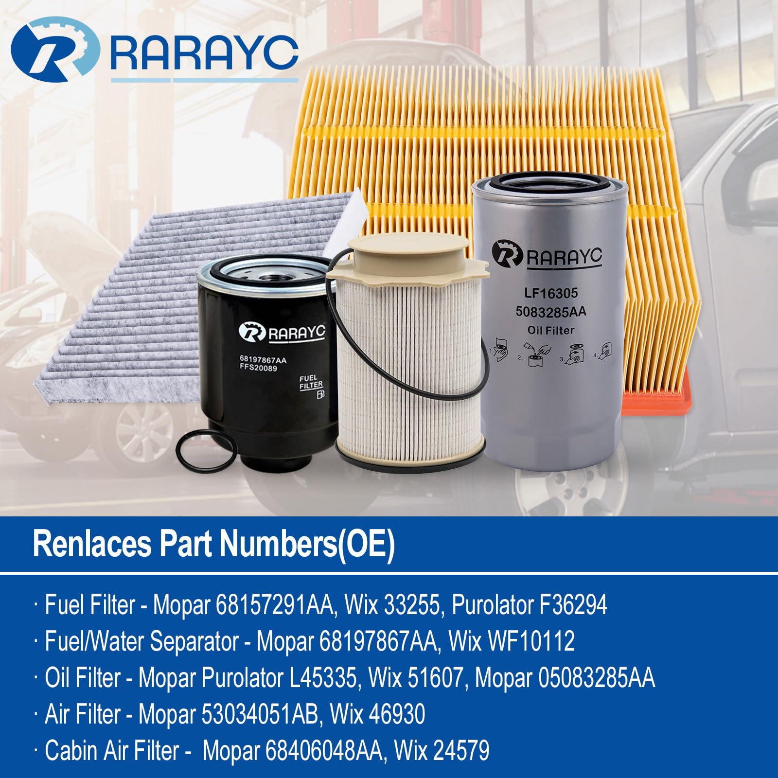 Rarayc 6.7L Cummins Fuel Filter Kit | Replacement For 2013-2018 Dodge Ram 2500 3500 4500 5500 6.7L | Replaces# 68197867Aa 681572