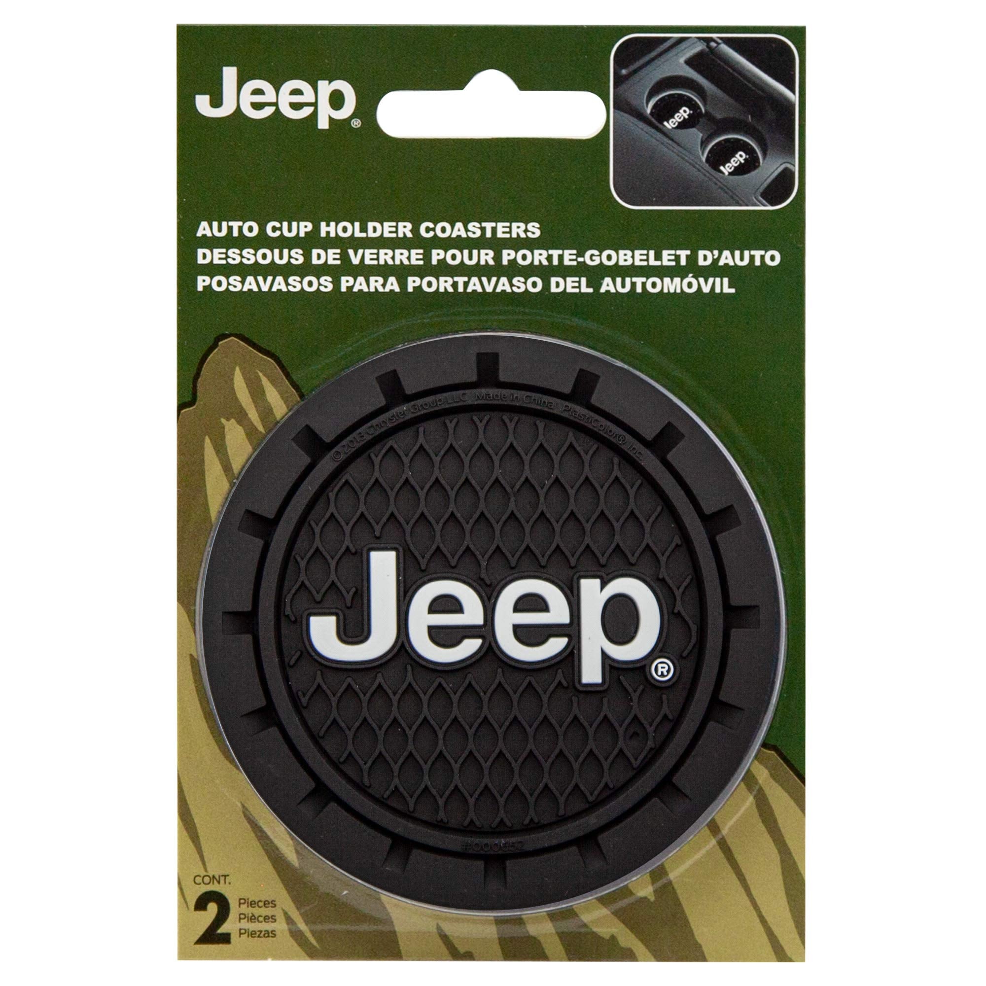 Plasticolor 000652R01 Jeep Logo Auto Car Truck Suv Cup Holder Coaster 2-Pack , Black