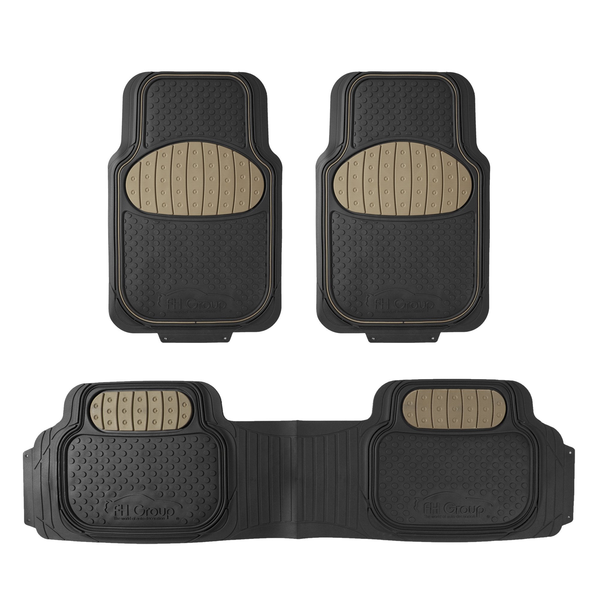 Fh Group Heavy-Duty Car Mats - Universal Fit, Trimmable Rubber Floor Mats, Sedans, Suvs, Trucks - Beige