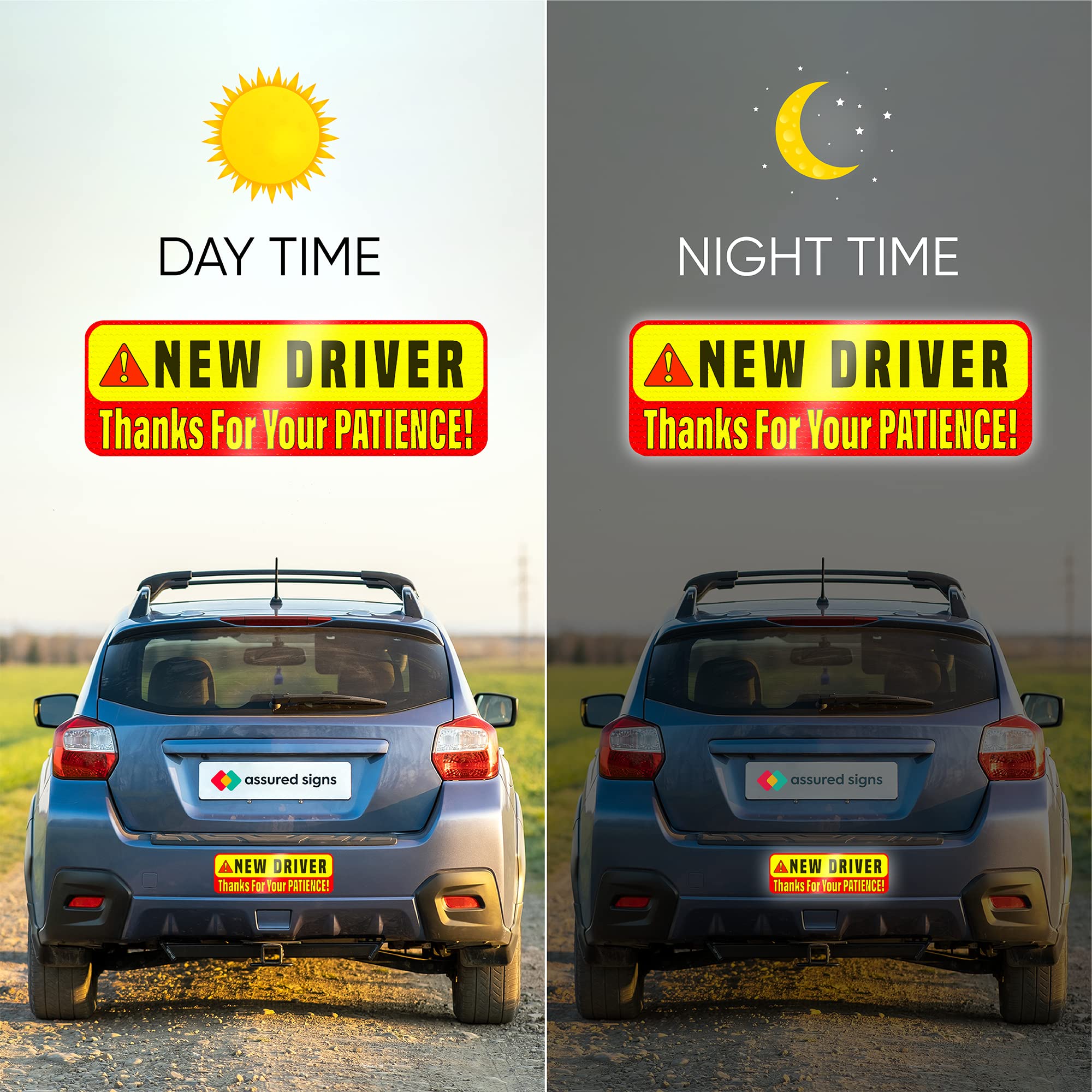 New Driver Magnet For Car - Extra Strong Hold - 9.72'' By 3.24'' - 3 Pack - Essential Magnetic Student Driver Sticker Signs - Re