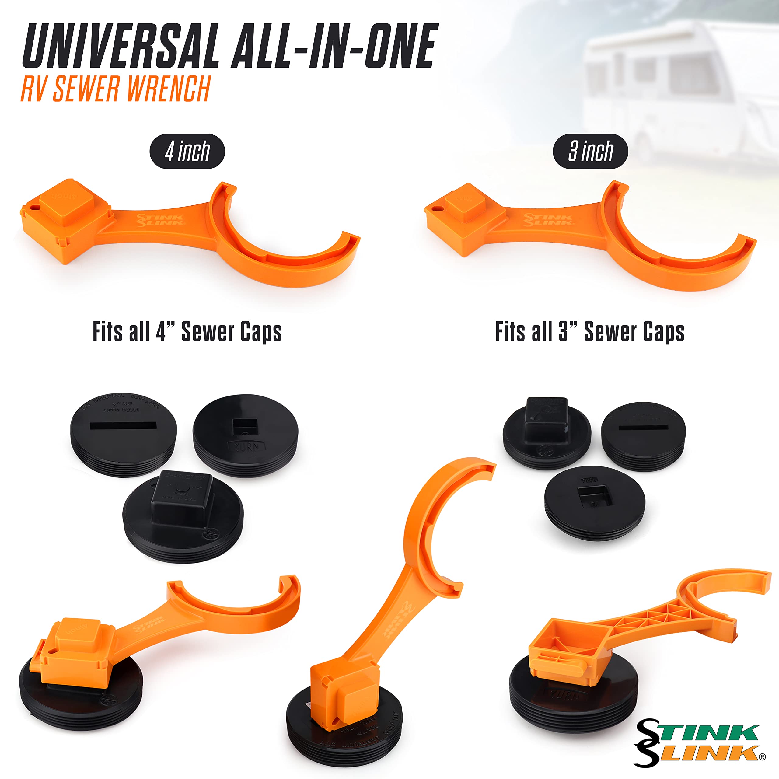 Stink Slink Original RV Sewer Hose Wrench Multi Tool - Durable Plastic, Model SSSW