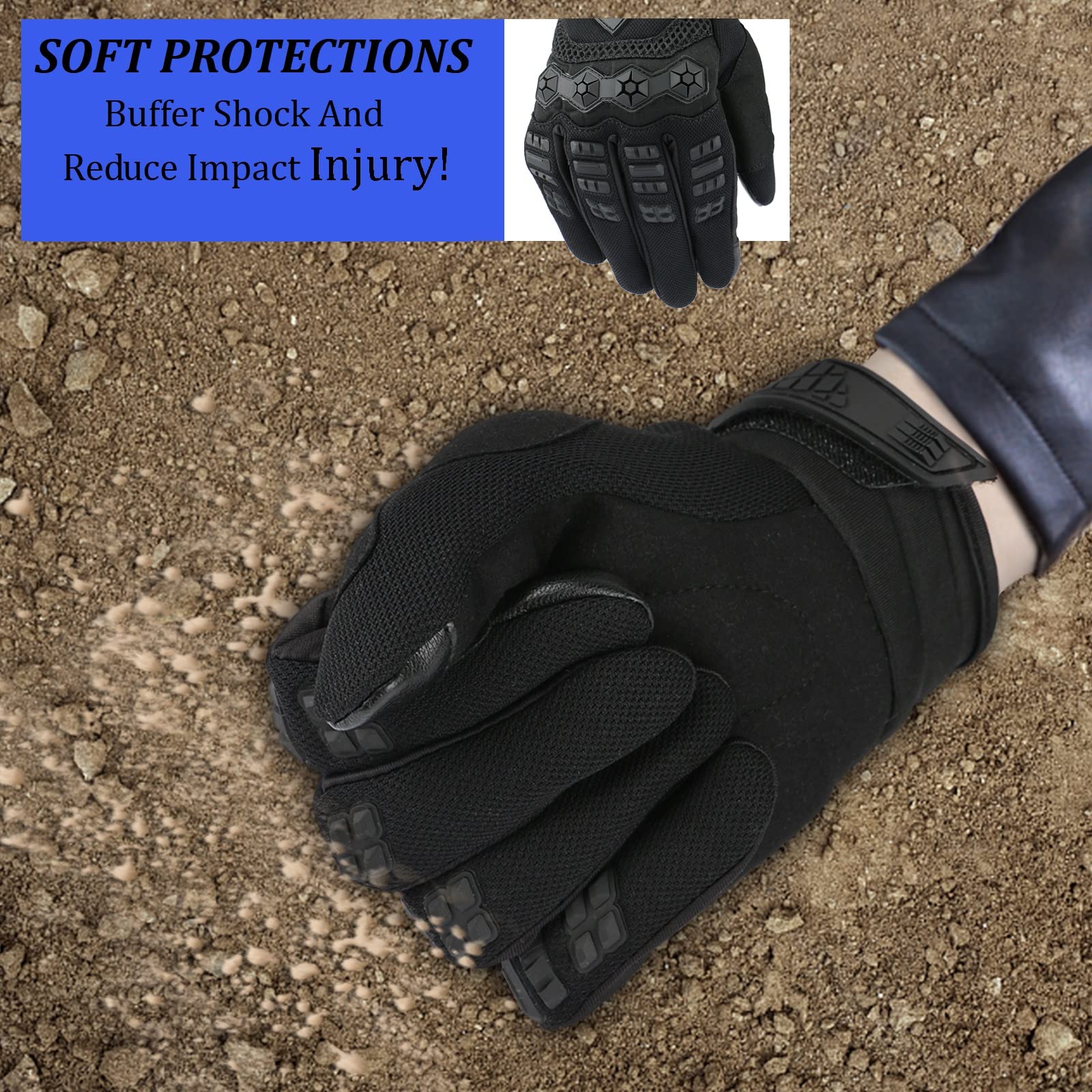 Kaiwende Mens Dirt Bike Riding Gloves -Full Finger Touch-Screen Motocross/Motorcycle Gloves For Bmx Mx Atv Mtb Off-Road Riding (