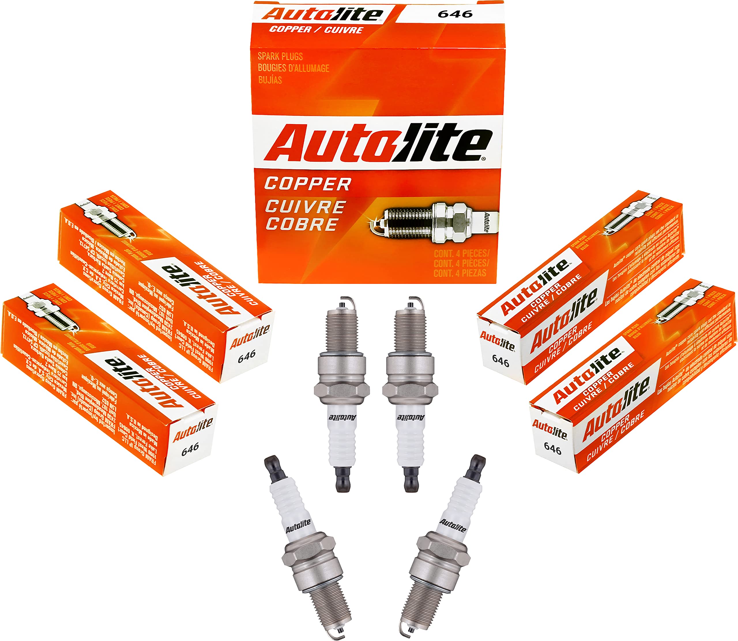 Autolite 646 Copper Resistor Automotive Replacement Spark Plugs (4 Pack)