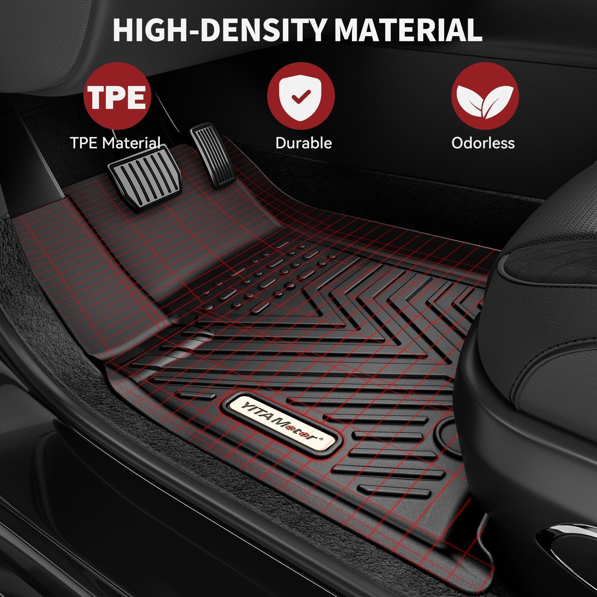 Yitamotor Floor Mats & Cargo Liner Fit For Jeep Grand Cherokee L 2021-2025 6 Seat, Tpe All Weather Custom Fit Floor Liner For 1-
