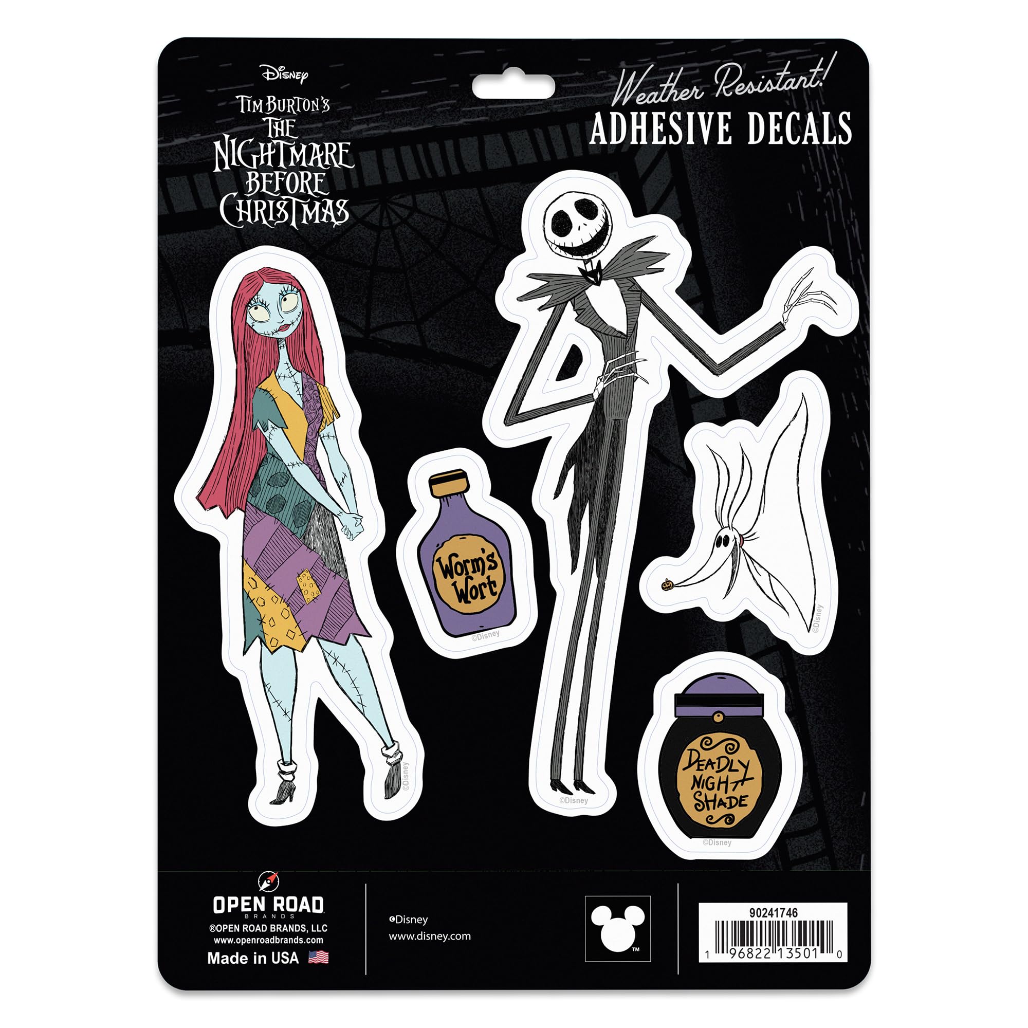 Disney The Nightmare Before Christmas Icons Adhesive Vinyl Decals - Fun Set of Jack and Sally Stickers for Car, 1 Pack (5 Count)