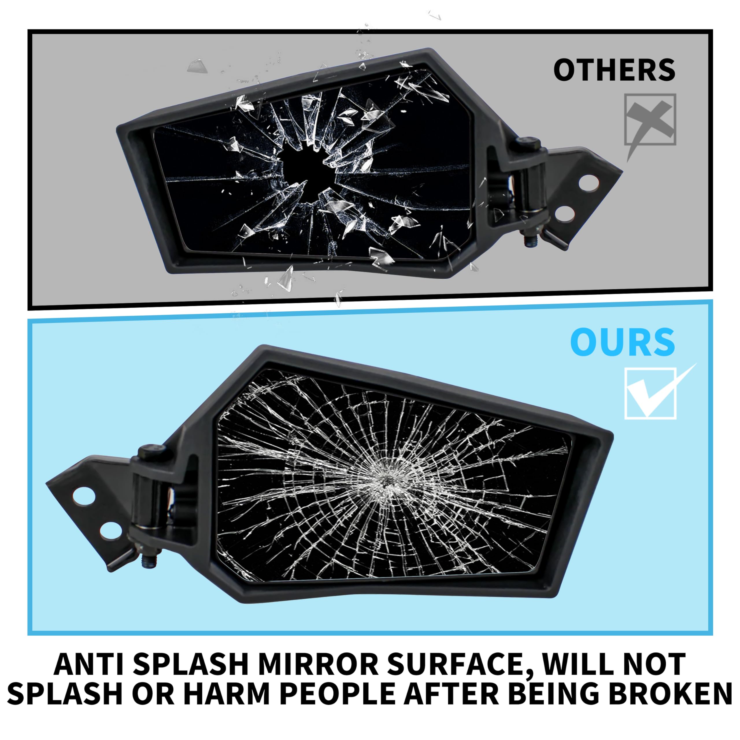 KATIMOTO Rearview Side Mirrors for Polaris RZR XP 1000, Adjustable Folding Clear Rear View Side Racing Mirrors for Polaris RZR X