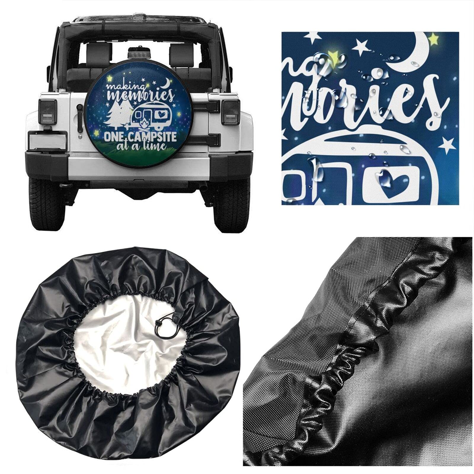Cozipink Making Memories One Campsite Starry Sky Camping Spare Tire Cover Weatherproof Wheel Protectors Universal Fit For Trailer Rv Suv Truck Camper Travel Trailer 14In