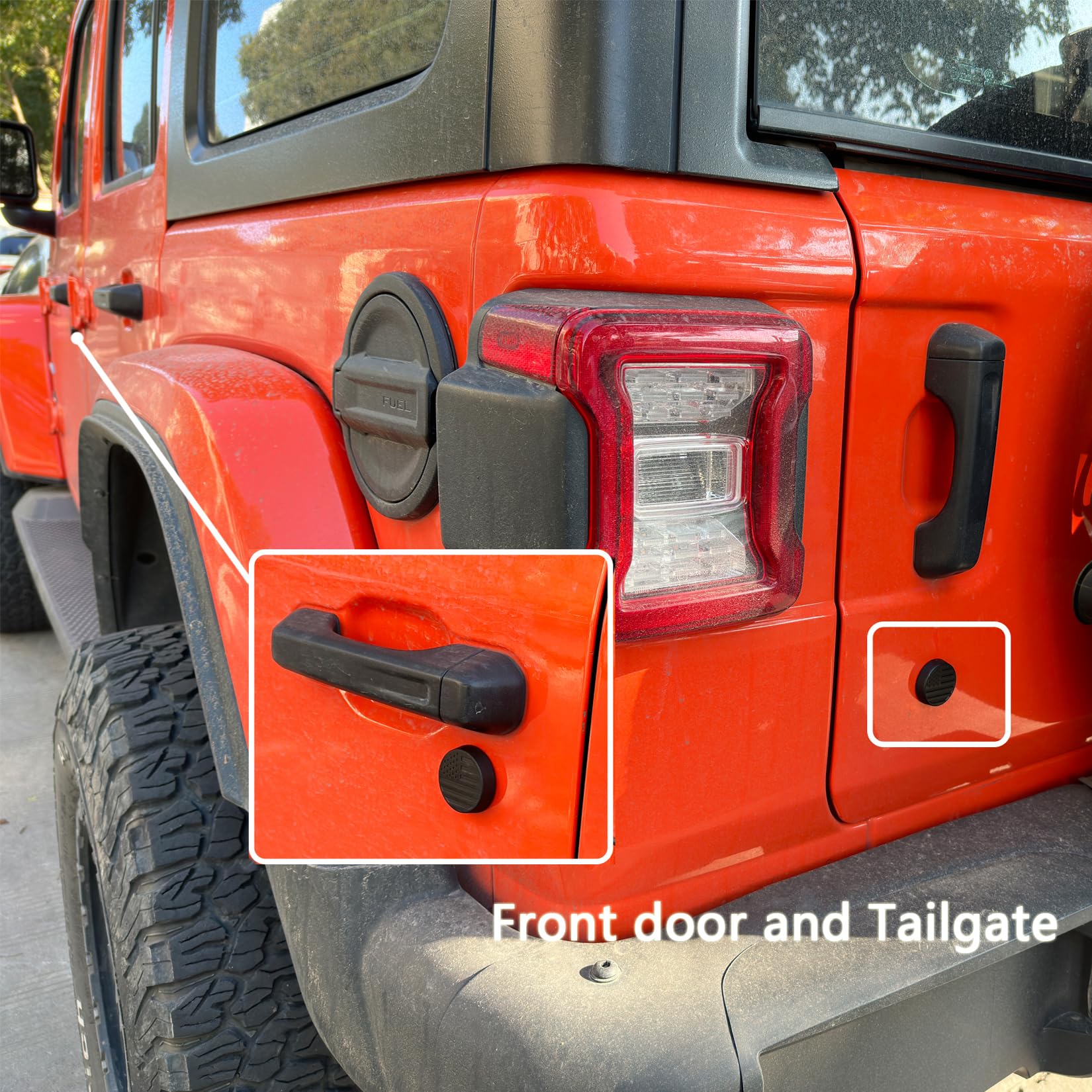 Timilge Magnetic Keyhole Covers for 2018-2023 Wrangler JL JT Door Lock Protection Covers Door Security Accessories (Black Nation
