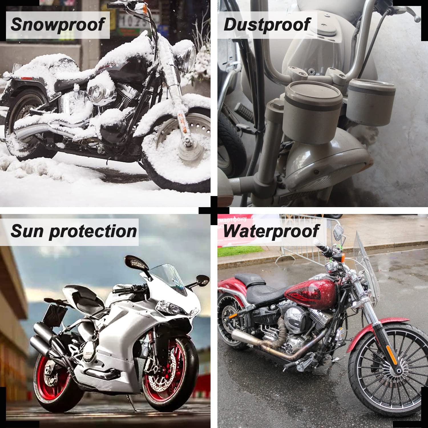 Winpower Outdoor Waterproof Motorcycle Cover All Weather Protection Winter Snow Universal Motorbike Bike Vehicle Cover, 94.5 X 4
