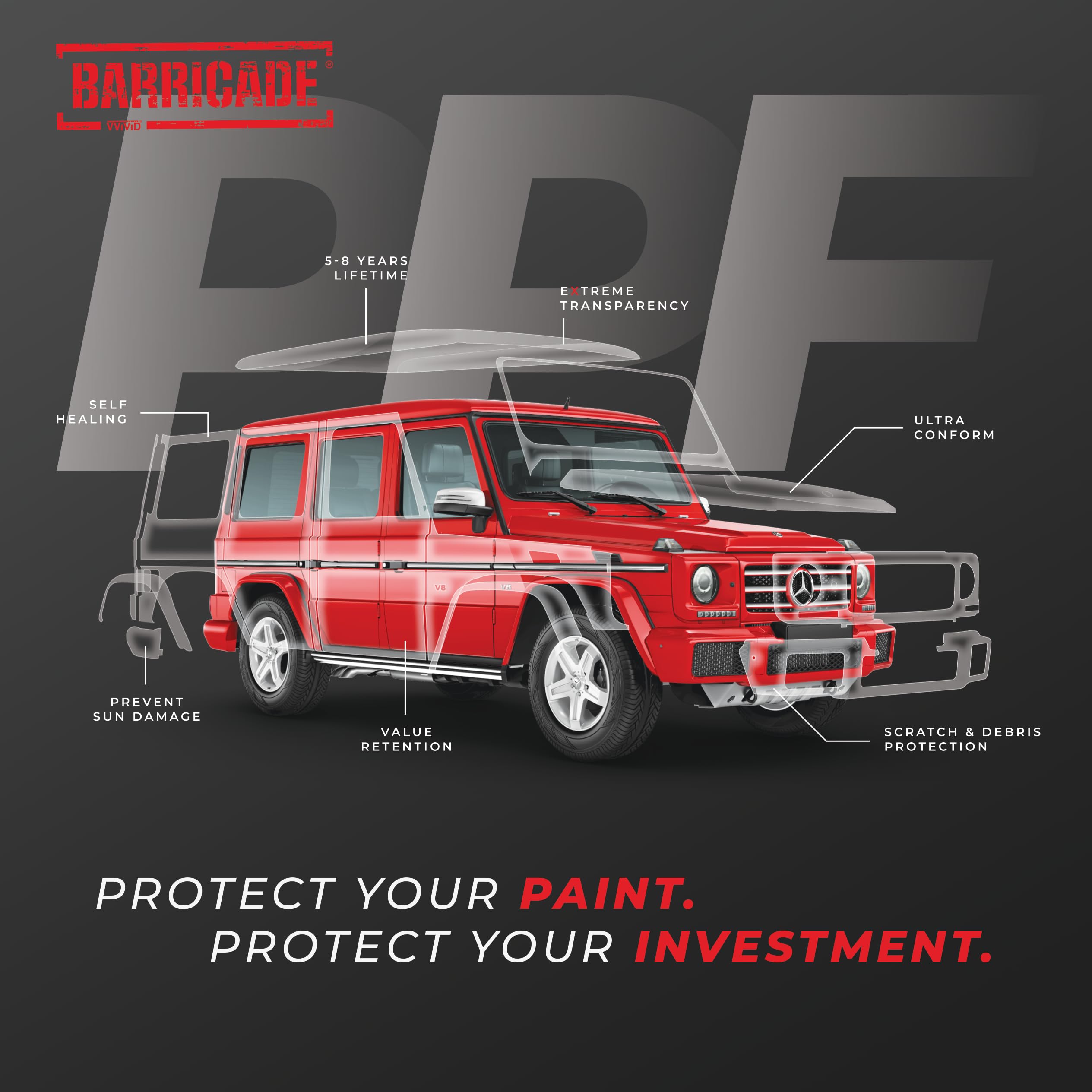 VViViD Barricade Premium 8 Year Clear Paint Protection Film (12    x 60   )
