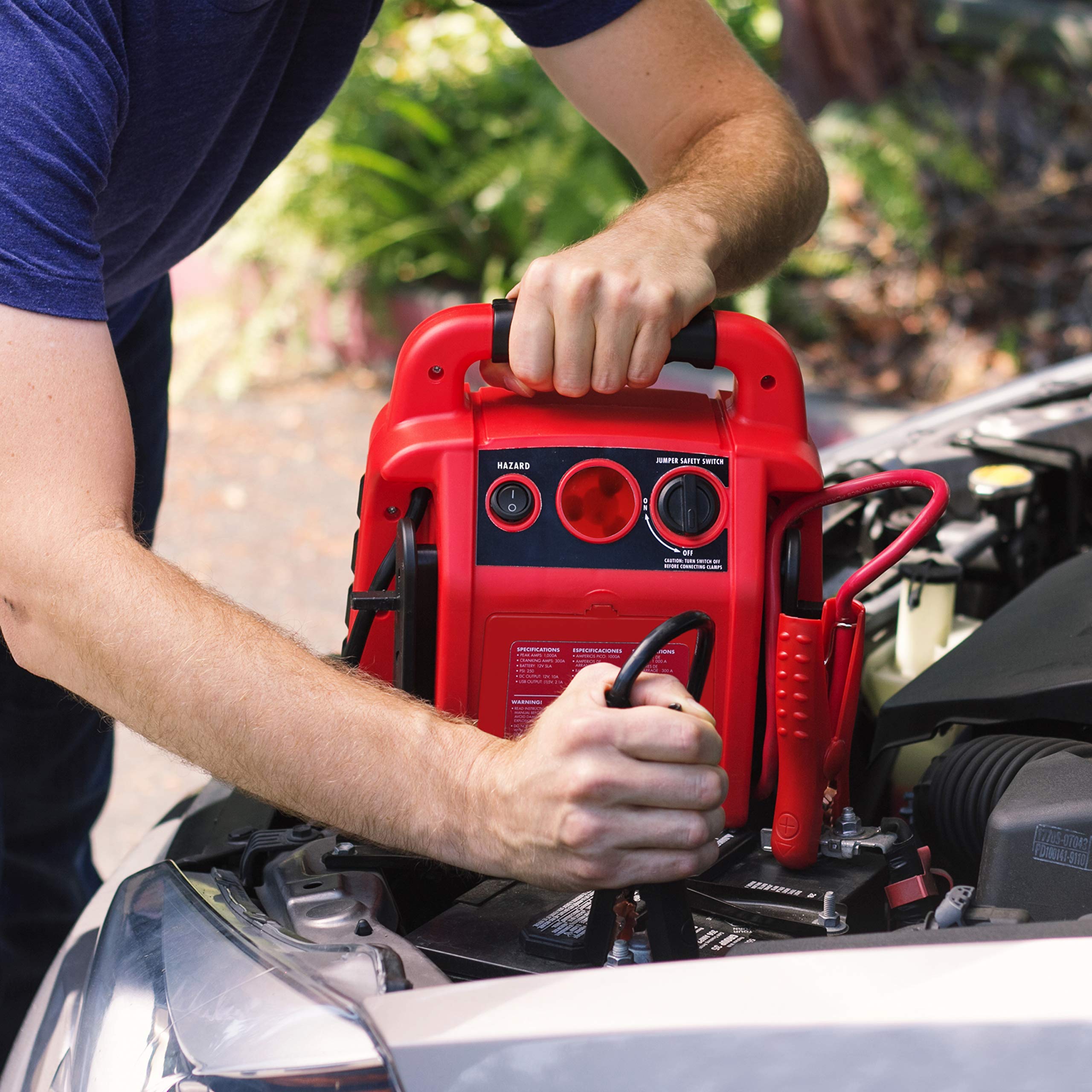 Wagan EL7552 Jumpboost V10 Air 1000 Peak Amps 12V Jump Starter with 260 PSI Powerful Air Compressor Tire Inflator, 1 Built-in DC