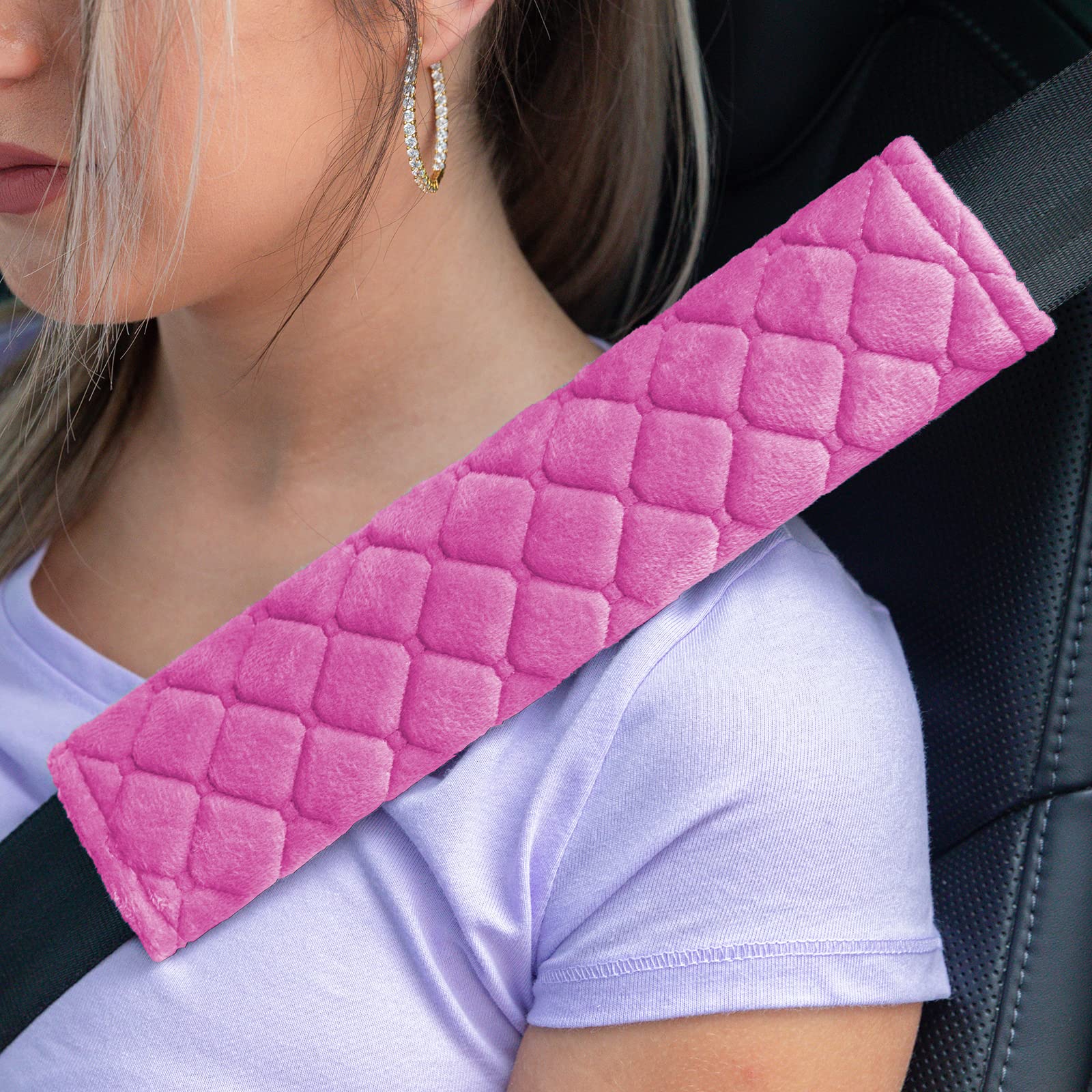2Pcs Car Seat Belt Cover Pads, Shoulder Seatbelt Pads Cover, Safety Belt Strap Shoulder Pad For Adults And Children (Pink)