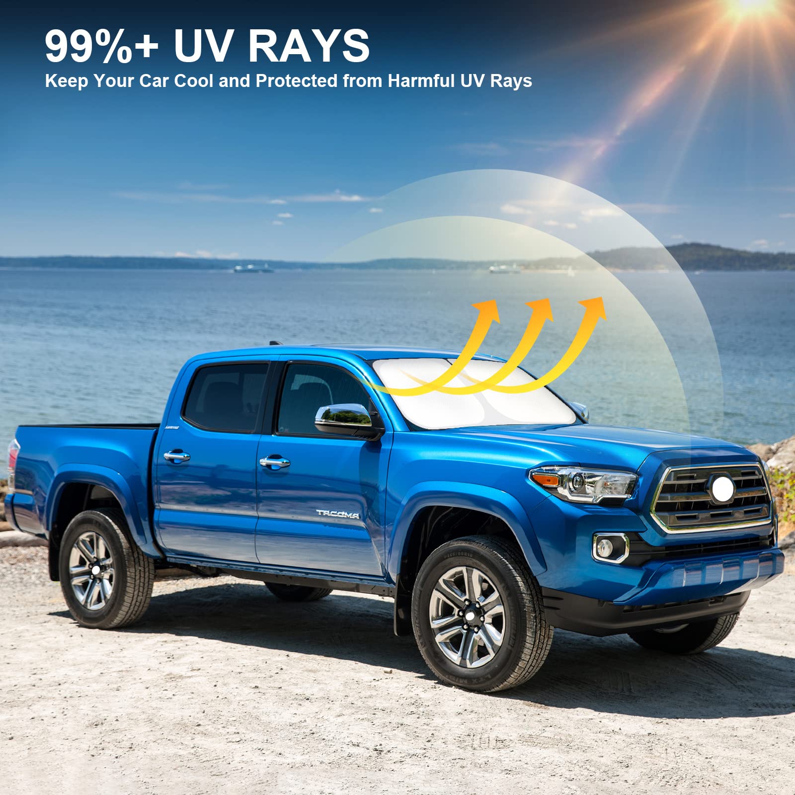 Shinehome Car Windshield Sun Shade Compatible With 2016 2017 2018 2019 2020 2021 2022 2023 2024 2025 Toyota Tacoma Accessories F