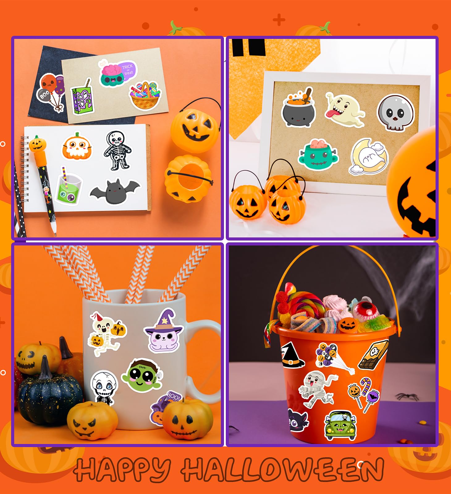 100 Pcs Halloween Stickers - Halloween Party Favors - Non Repeating Vinyl Waterproof Halloween Stickers - Kids Halloween Games T