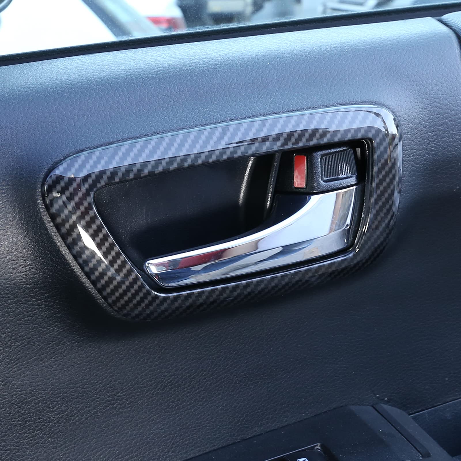 Tongsheng 4Pcs Abs Inner Car Look Interior Door Handle Panel Cover Trim Compatible With Toyota Tacoma 2016 2017 2018 2019 2020 2021 2022 2023 Interior Door Handle Frame (Black Carbon Fiber)
