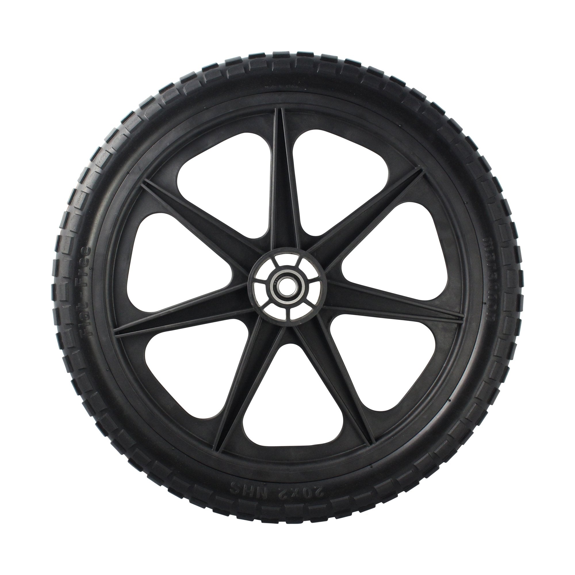 Marathon 2 Pack Flat Free 20" Replacement Tire Assembly for Rubbermaid Big Wheel Carts, Black, Plastic, Model 92010