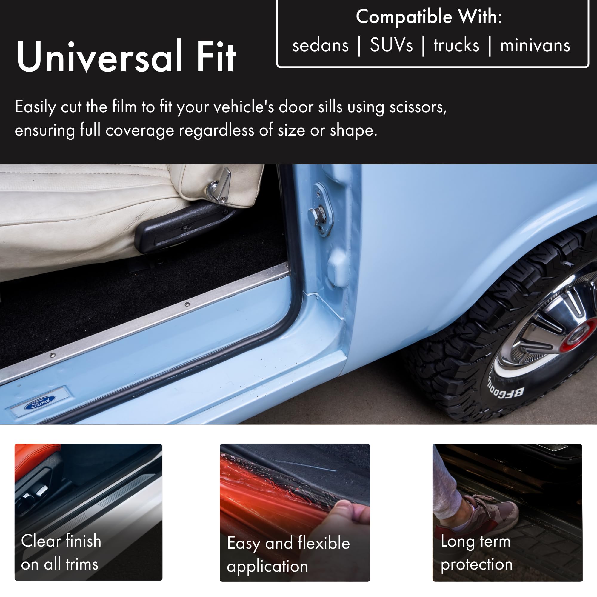 XPEL Clear Universal Door Sill Guard - 60"x2.75" - Durable Polyurethane Protection Film for Cars/Trucks - Easy Install, 1 Count