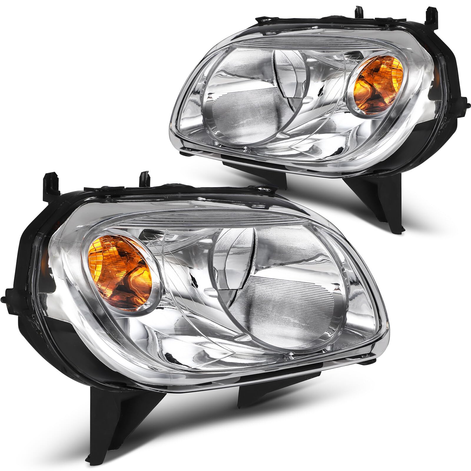 LBRST Headlight Fit 2006-2011 for HHR Chrome Housing Amber Reflector Pair Headlight Assembly GM2502262