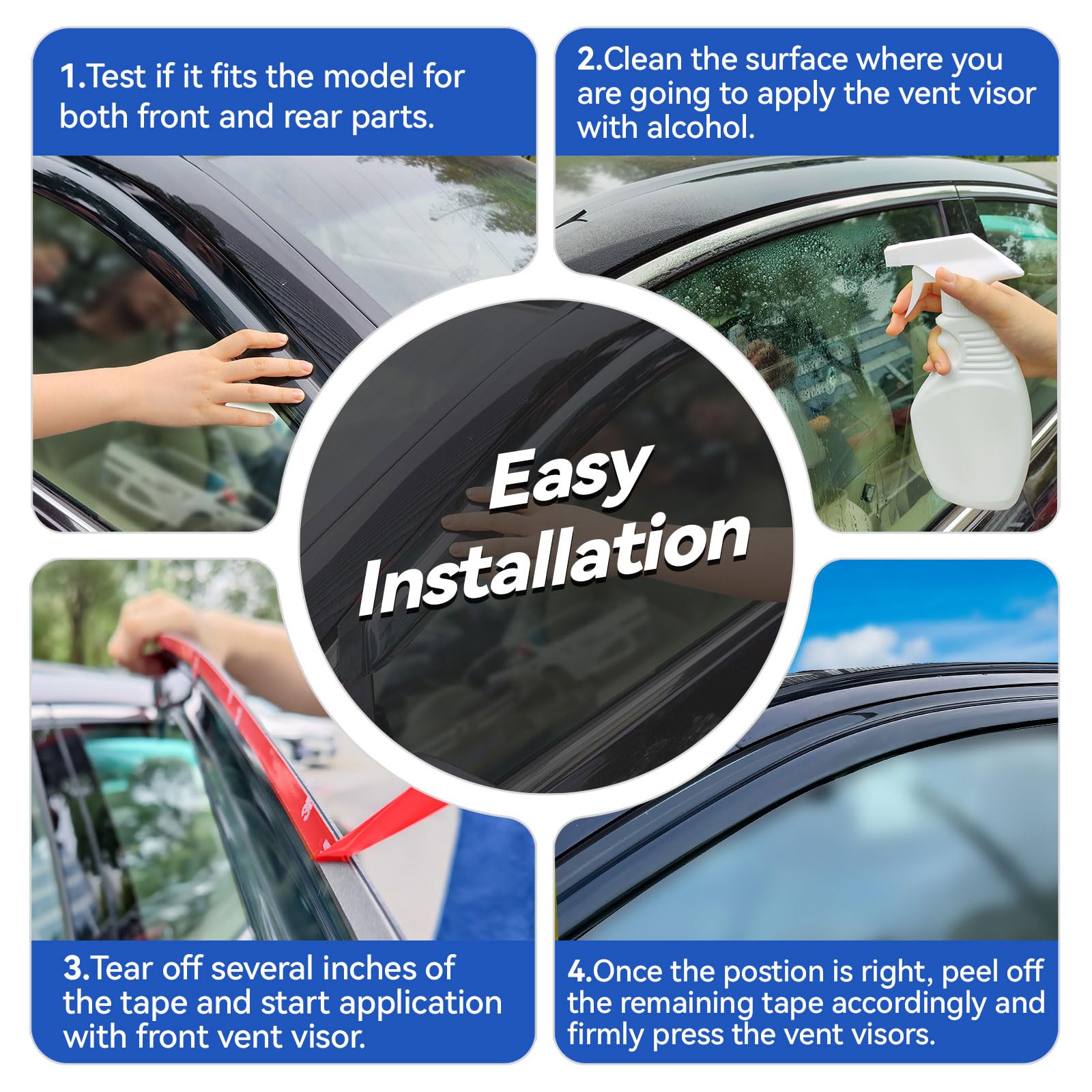 Window Visors Rain Guards Shield For 2005-2010 Dodge Dakota Quad Cab, Out-Channel Window Vent Wind Deflectors Visors Shades For