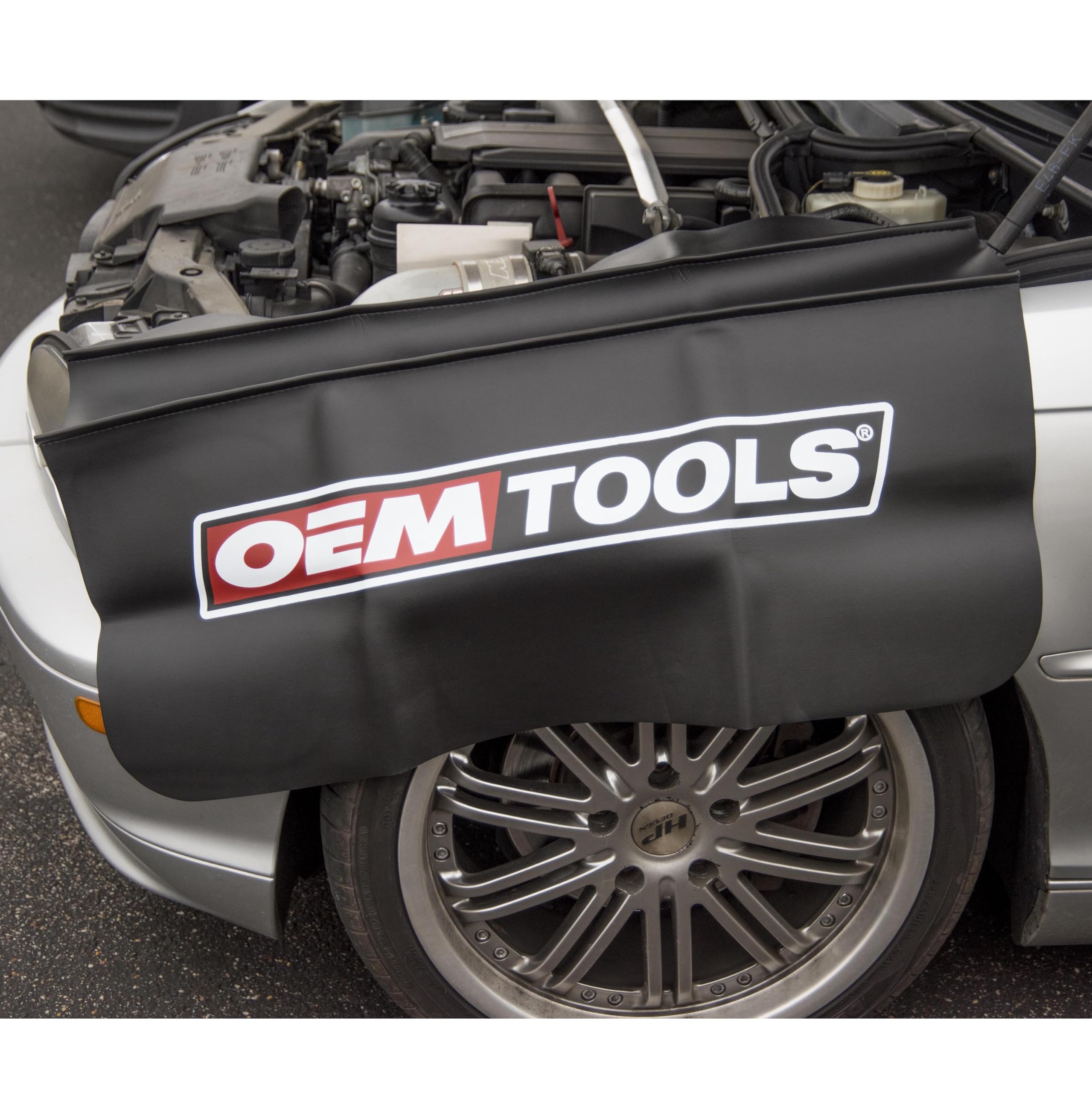 Oemtools 24900 Black Vinyl Fender Cover, 27'' X 34'' Vehicle Repair Cover, Car Fender Protector For Mechanics, Mat Holds Tools I