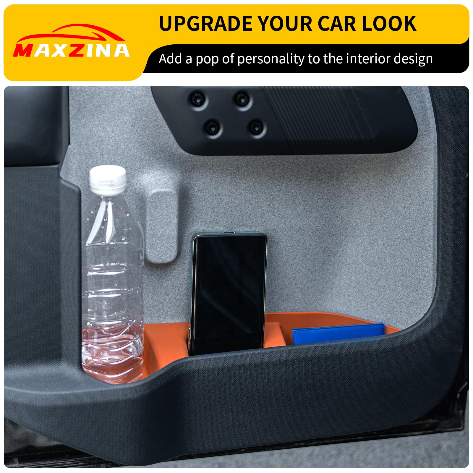 Maxzina Door Side Storage Tray Compatible with 2022-2025 Ford Maverick Side Door Storage Box Door Organizer Phone Pocket Silicon
