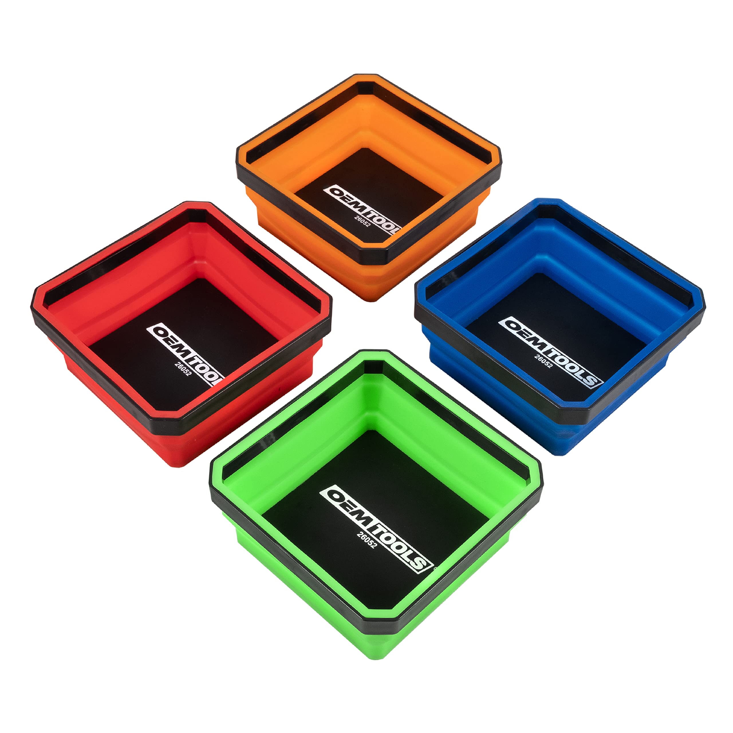 OEMTOOLS 26052 Foldable Magnetic Tray Set, Magnetic Tray for Mechanics Small Parts, Sorting and Storage, Collapsible, 4-1/2 Squ