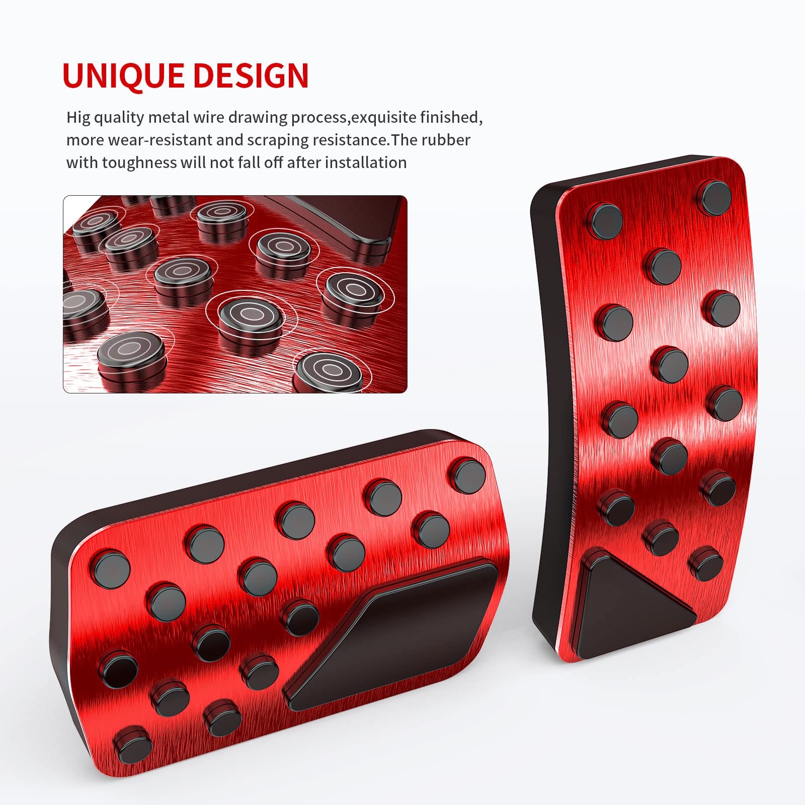 TDOFYH Car Pedal Cover Set for Jeep Grand Cherokee & Dodge Durango 2011-2025, Aluminum Alloy, Red, Model THA045, No Drilling
