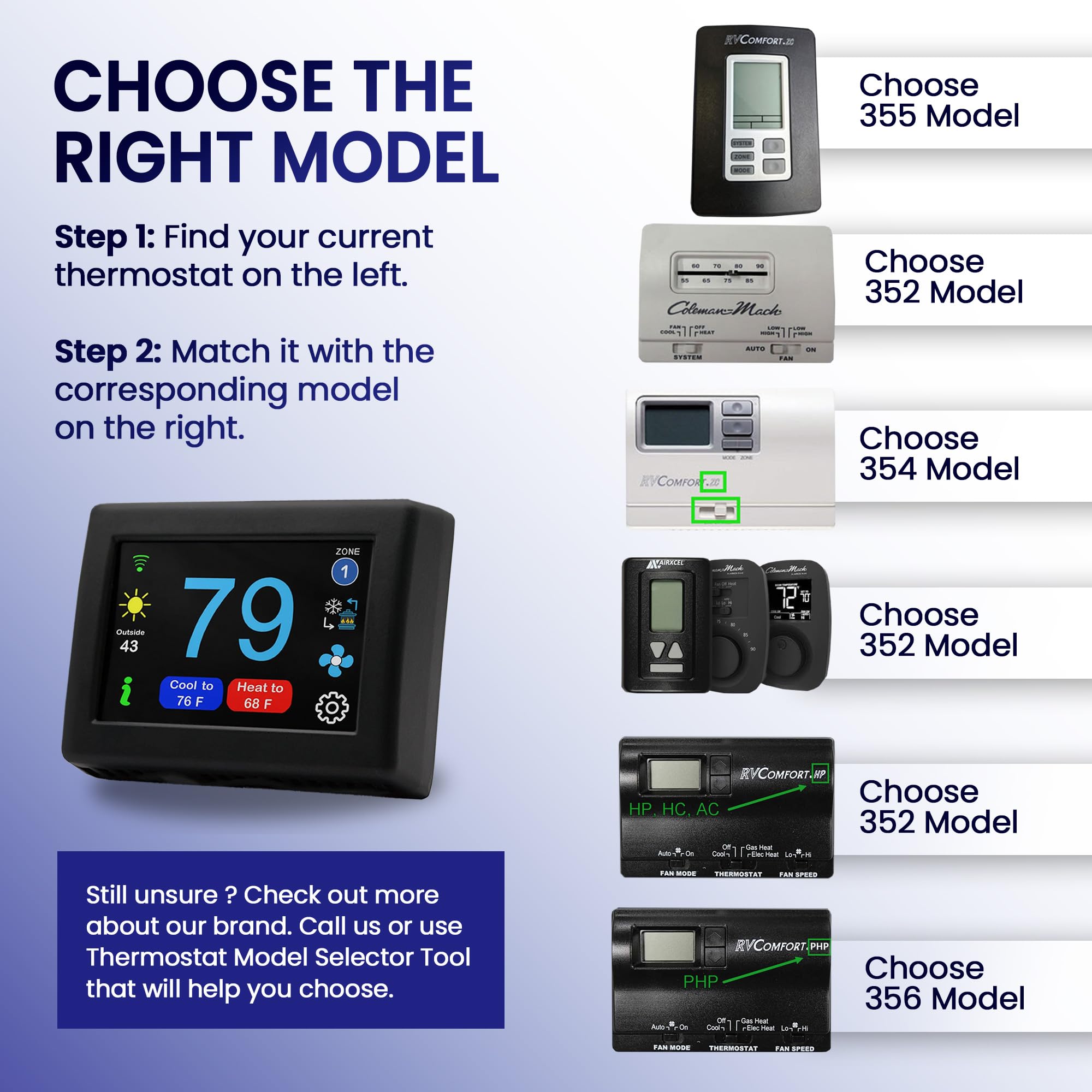 MICRO-AIR EasyTouch Digital RV Thermostat - WiFi/Bluetooth, Programmable, Model 6636-345, 356 Black, Compatible with Coleman RV Comfort