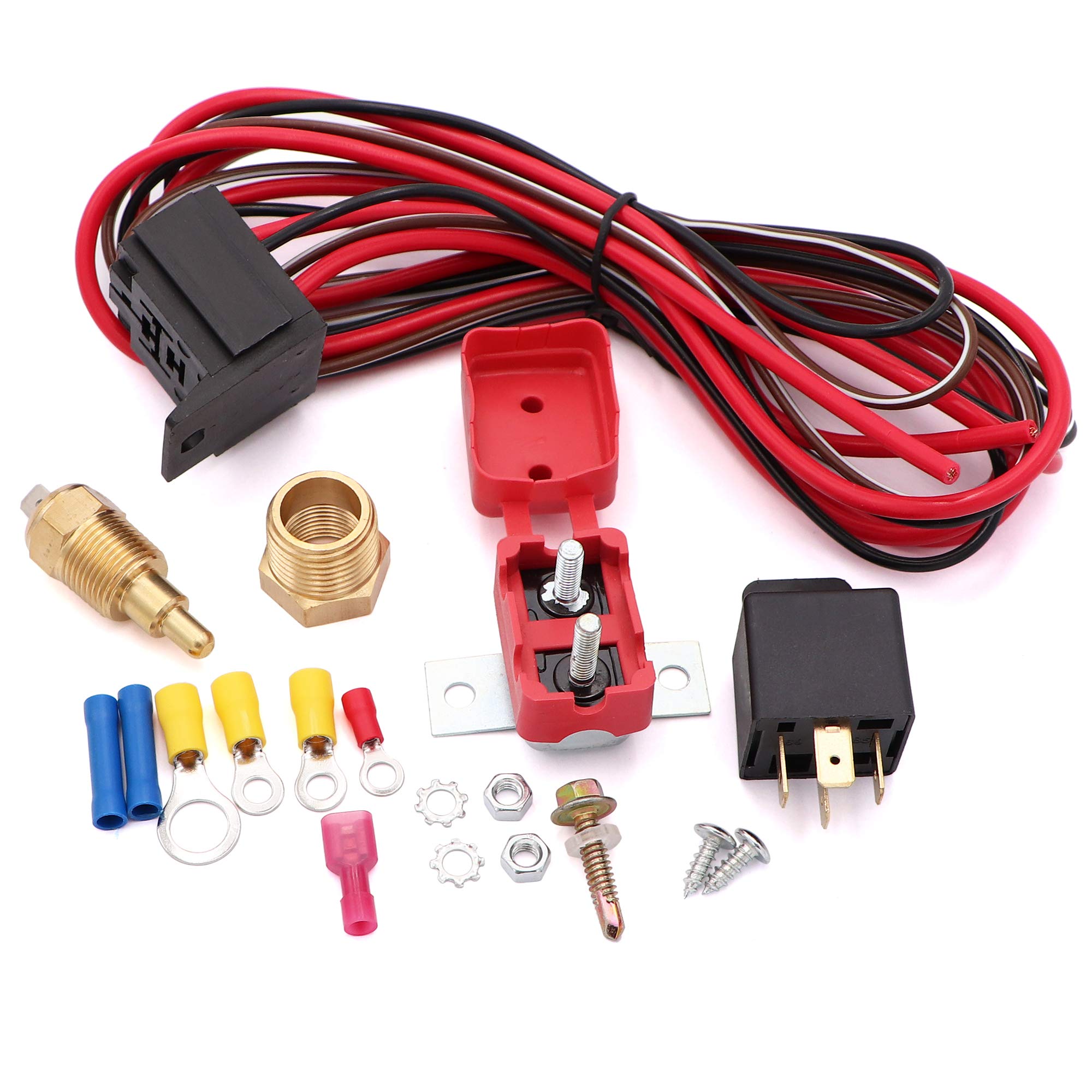 Taigoehua Electric Fan Wiring Install Kit Complete Thermostat 50 Amp Relay 185° Sbc Bbc