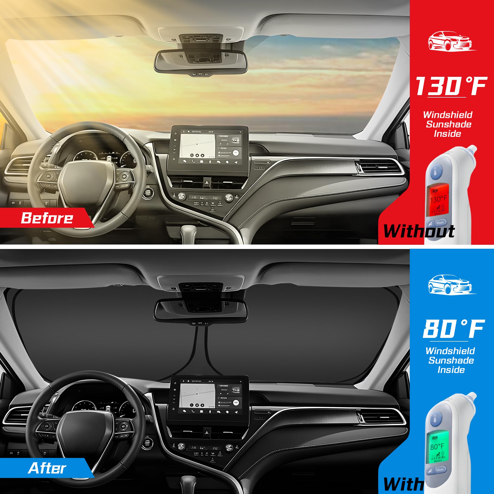 Arismotor Windshield Sun Shade For Ford Explorer 2020-2025, Custom Fit Foldable Front Window Sunshade Sun Visor Protector, Block