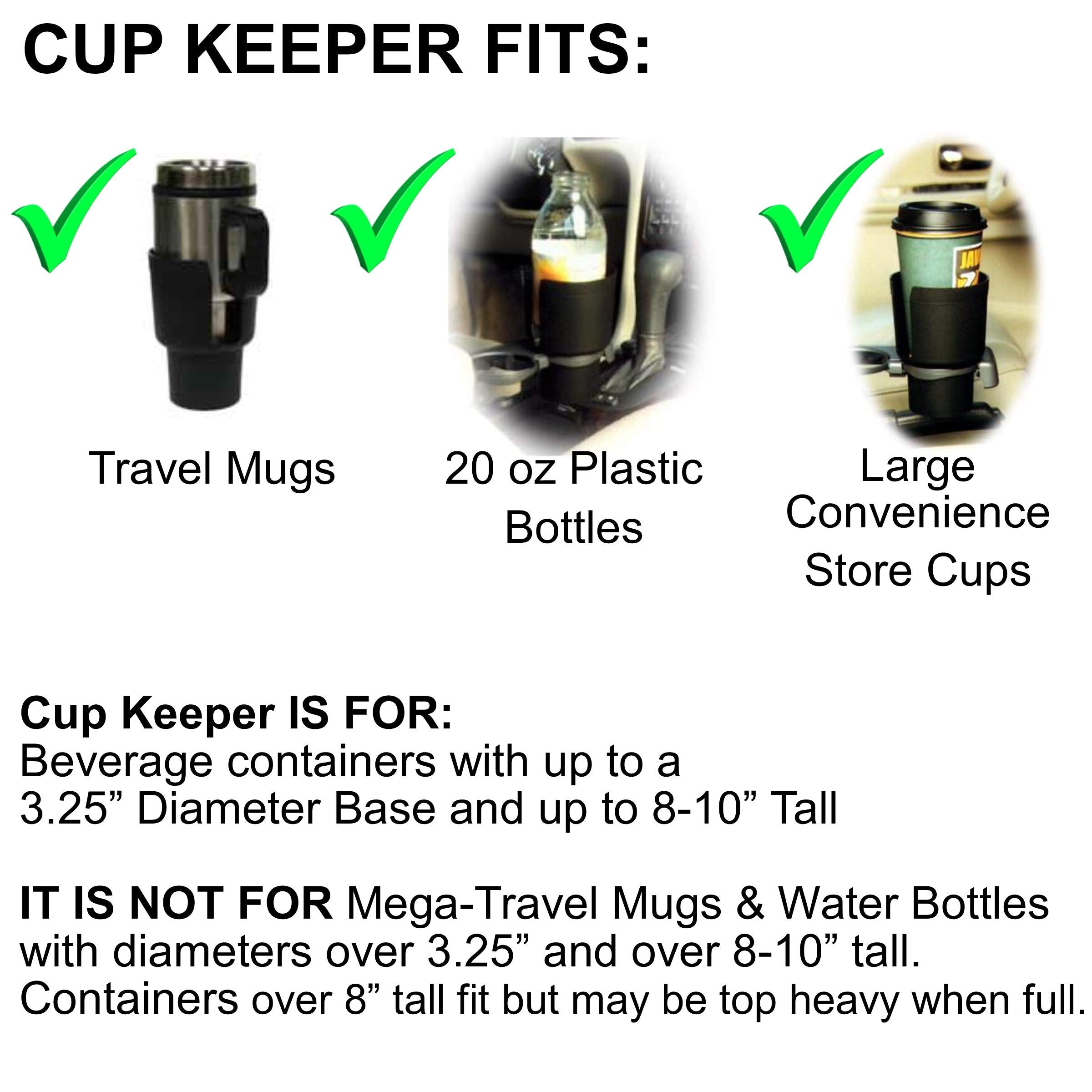 Gadjit Cup Keeper Adapter (2 Pk) expands Narrow Car Cup Holders from 2.5-3'' up to 3.25'' in Diameter to Hold Mugs, Convenience