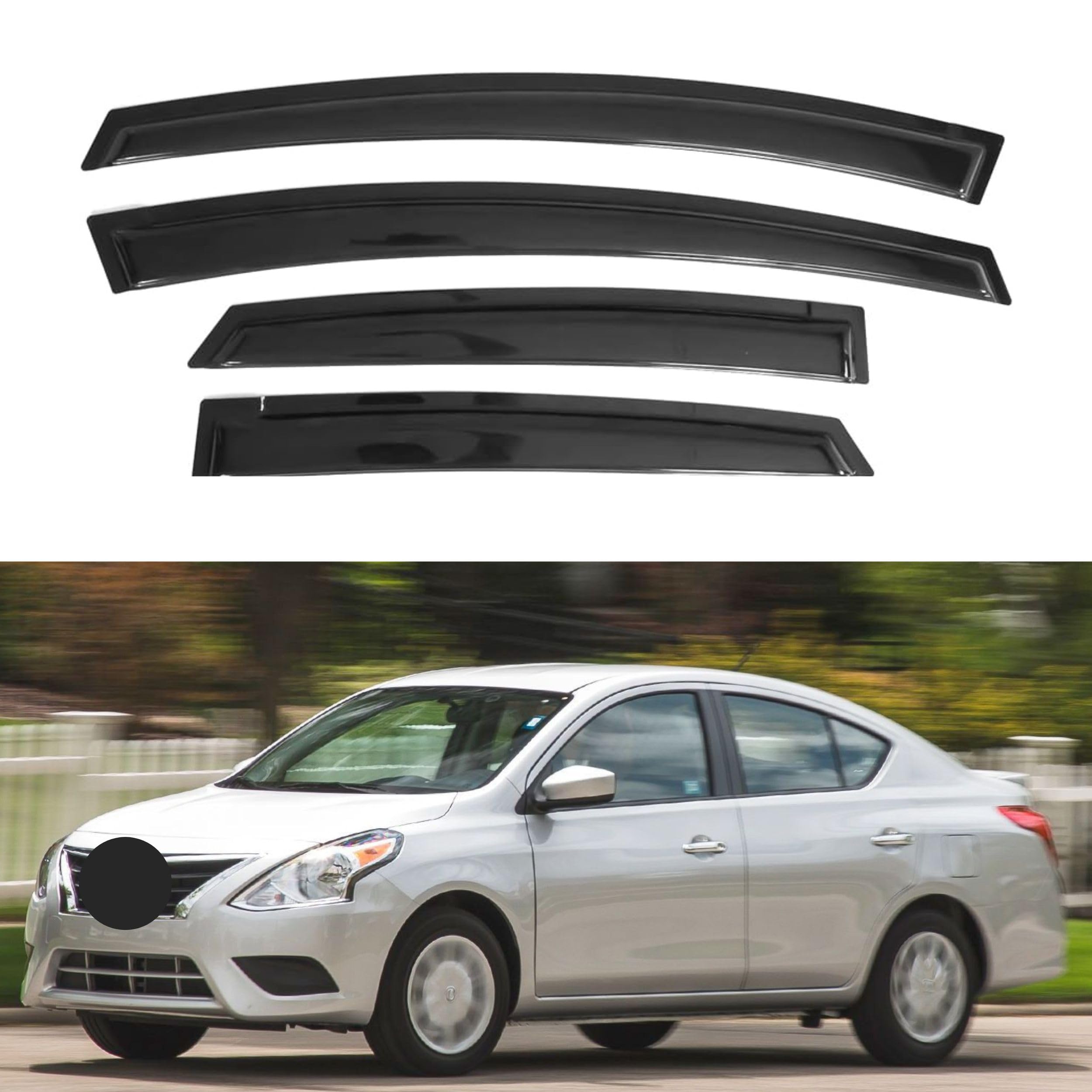 Ig Window Visor For Nissan Versa Sedan 2012-2019, Rain Guard Tape-On Extra Durable Side Vent Window Deflector Mugen Style, 2012