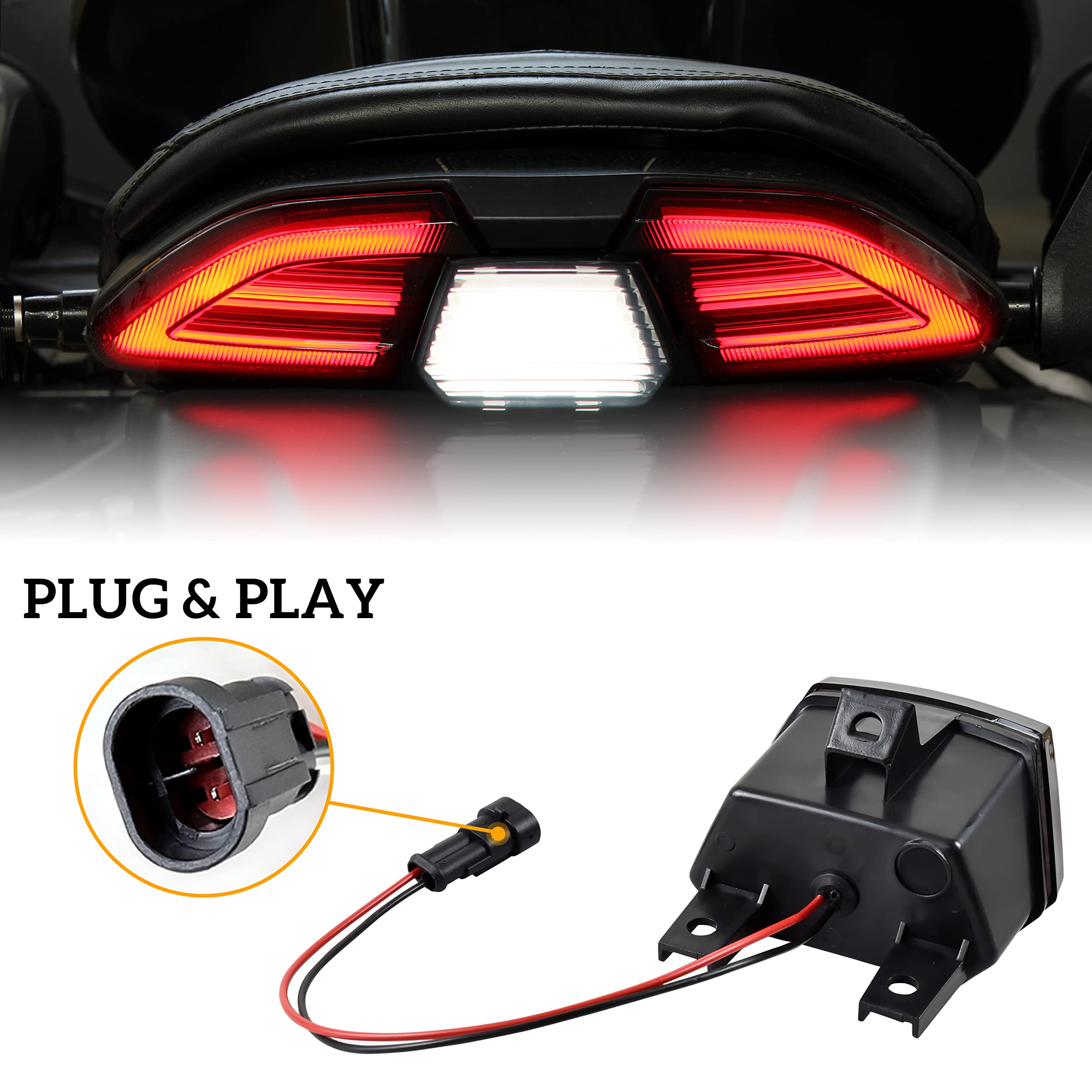 SAUTVS Smoked Black LED Tail Light Assembly for Can-Am Spyder F3, UTV Rear Taillight & Reverse Light (1PCS)